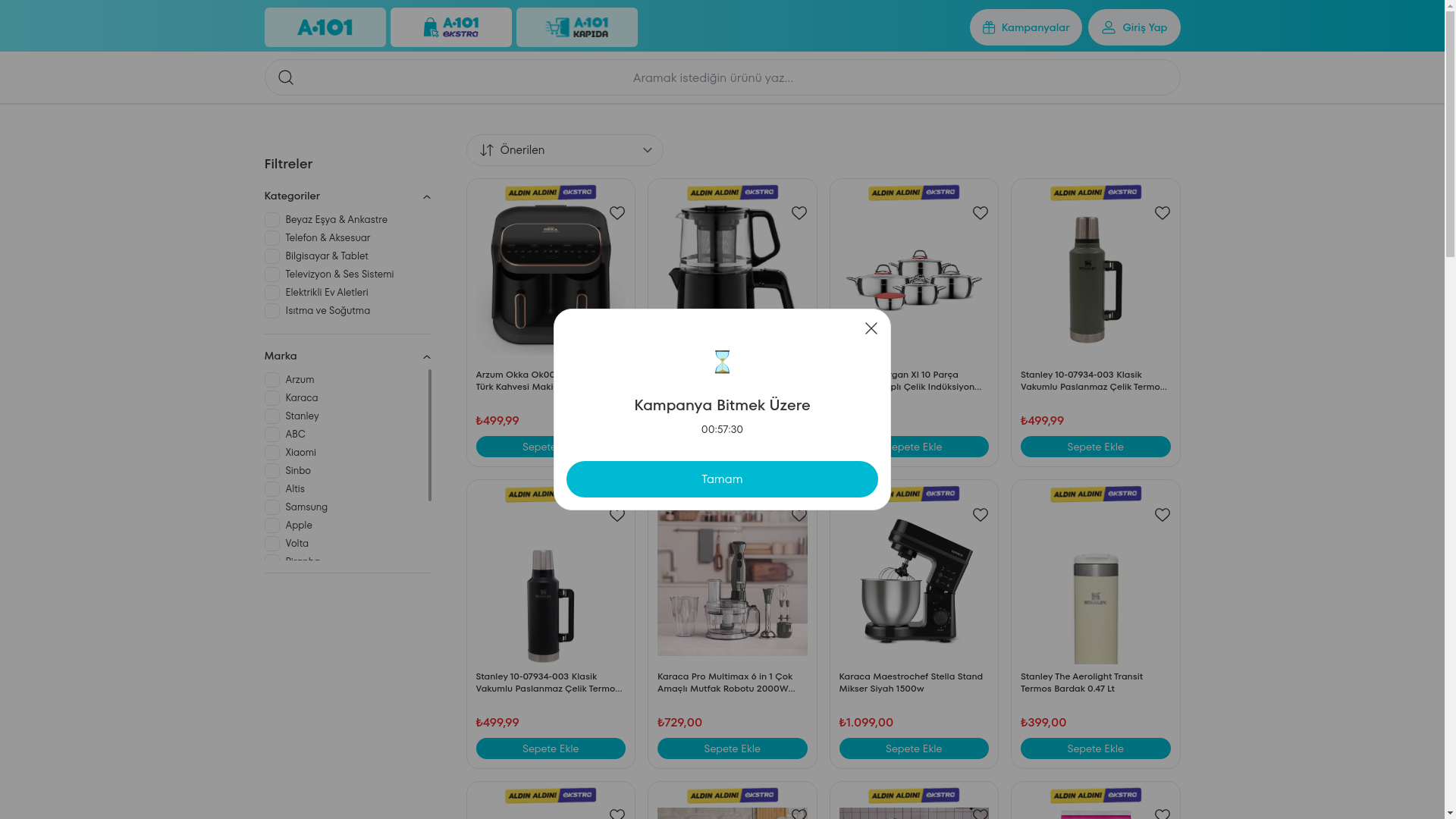 website screenshot of https://kapinizakadargeliyoruzbaksn.com/