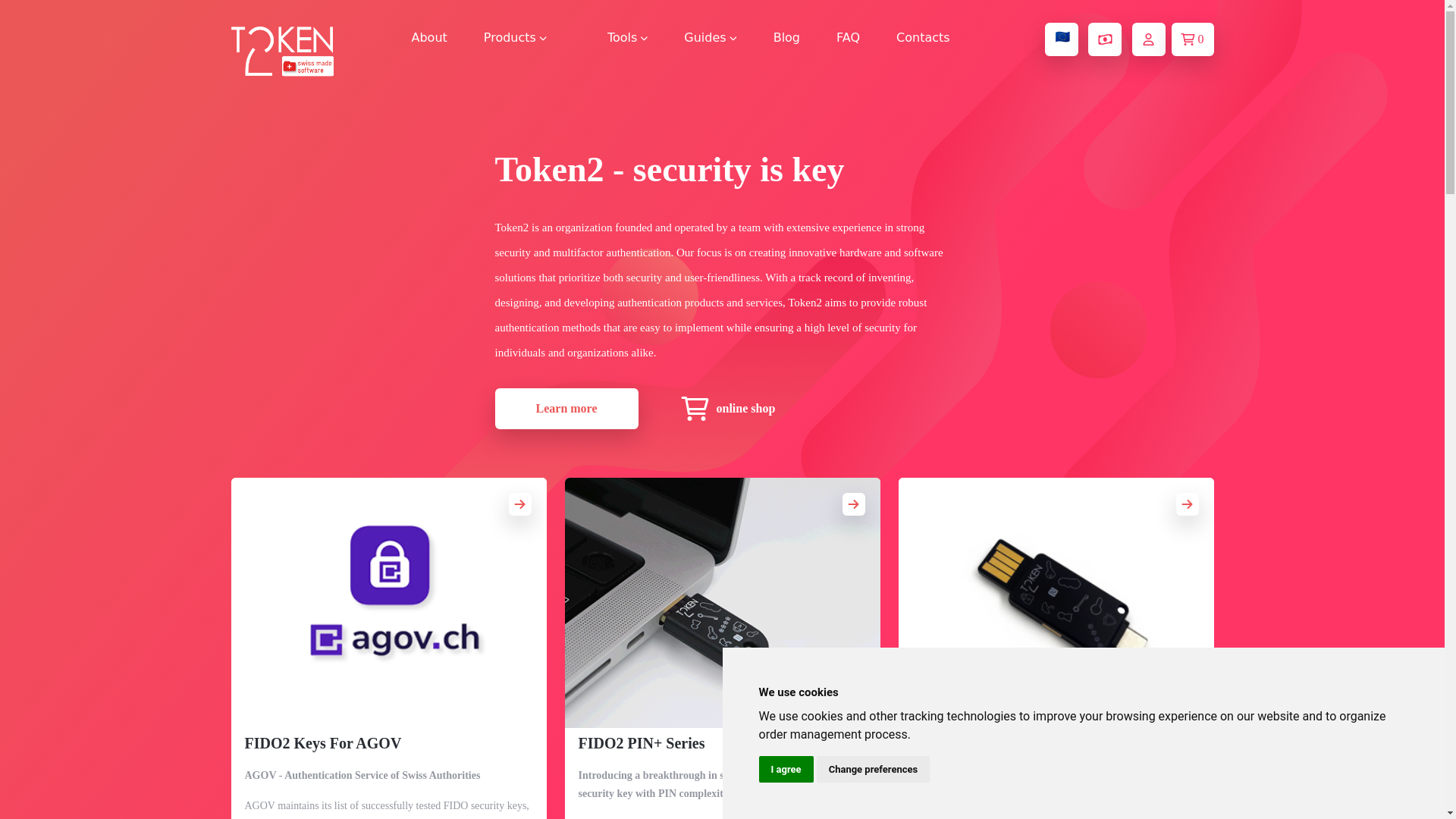 website screenshot of https://token2.com/