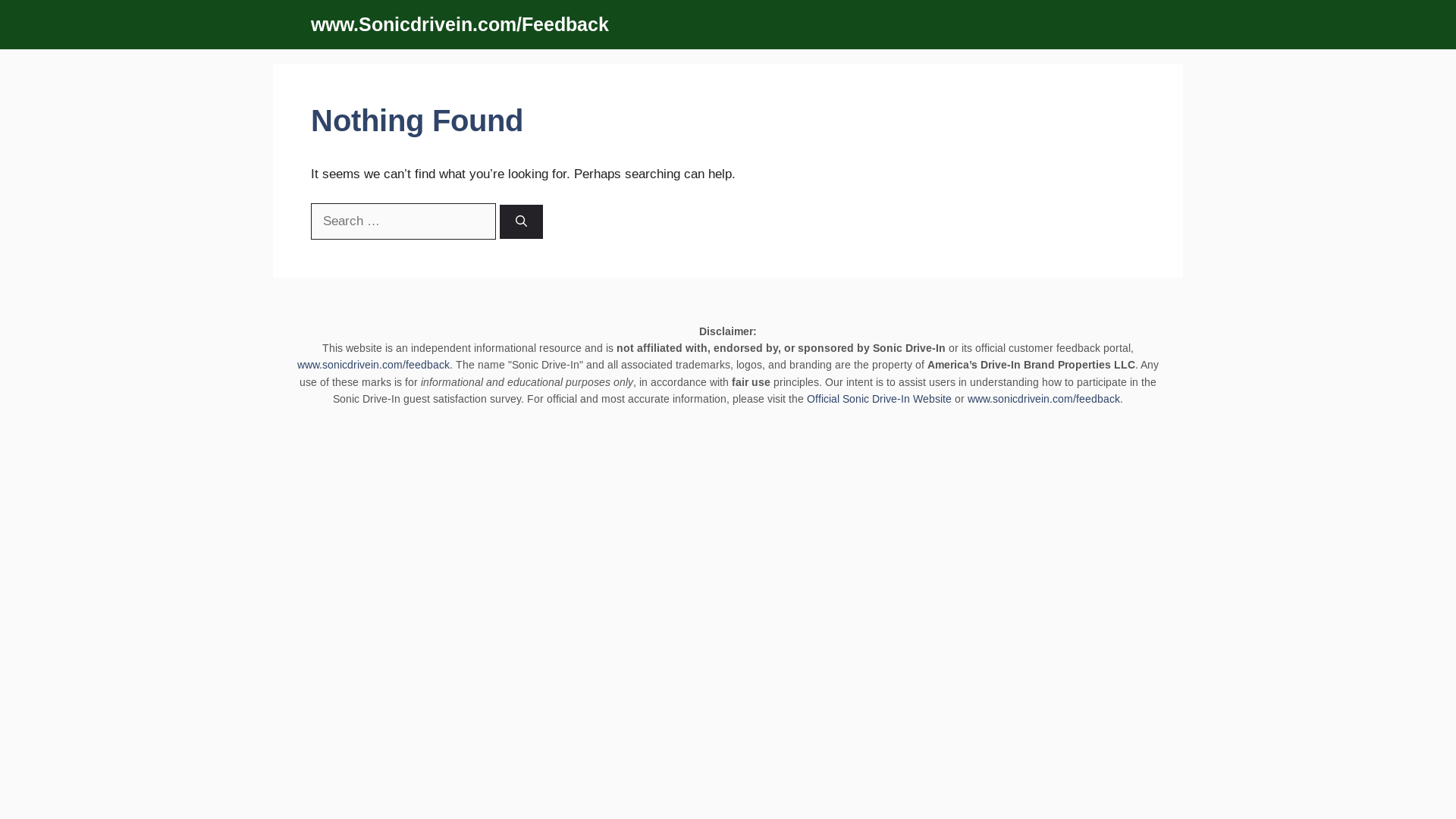 website screenshot of https://sonicdriveincomfeedback.info/