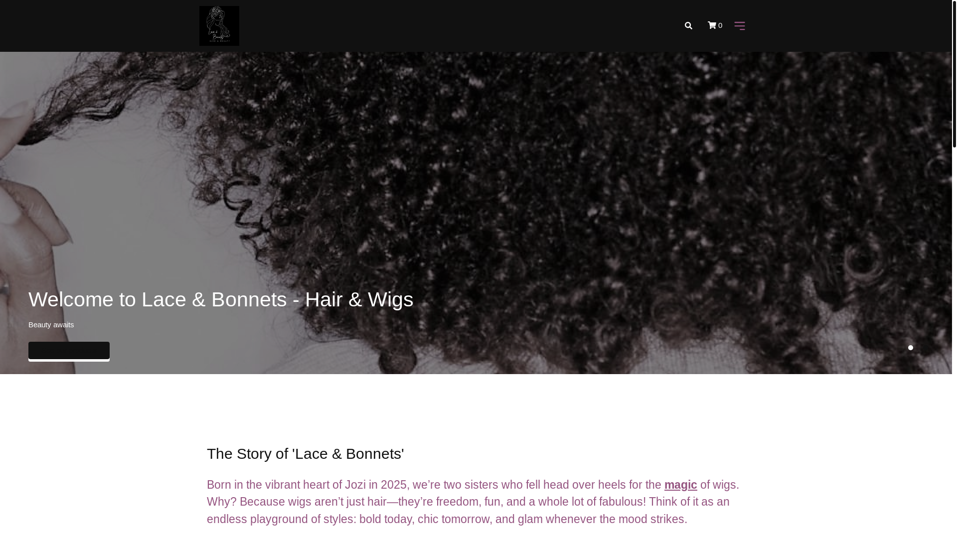 website screenshot of https://laceandbonnets.co.za/