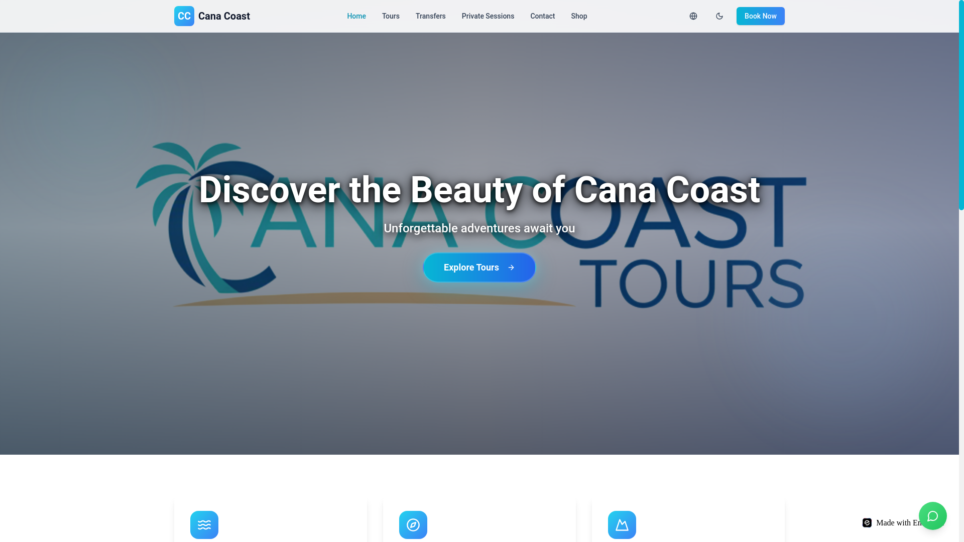 website screenshot of https://canacoasttours.com/
