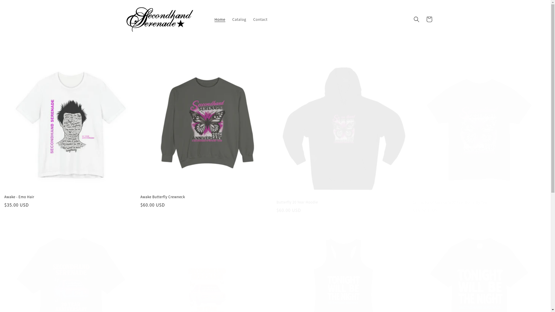 website screenshot of https://secondhandserenade.shop/