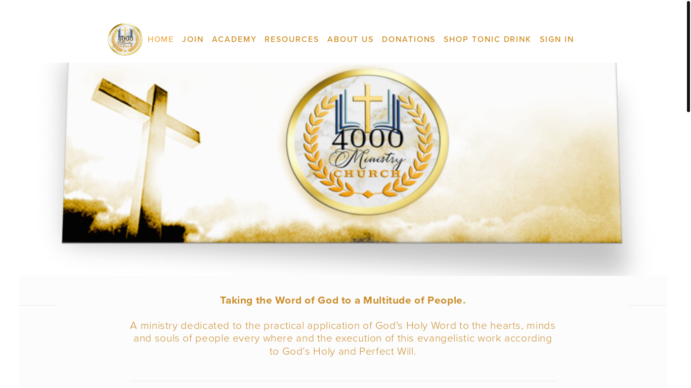 website screenshot of https://4000ministrychurchacademyinc.org/