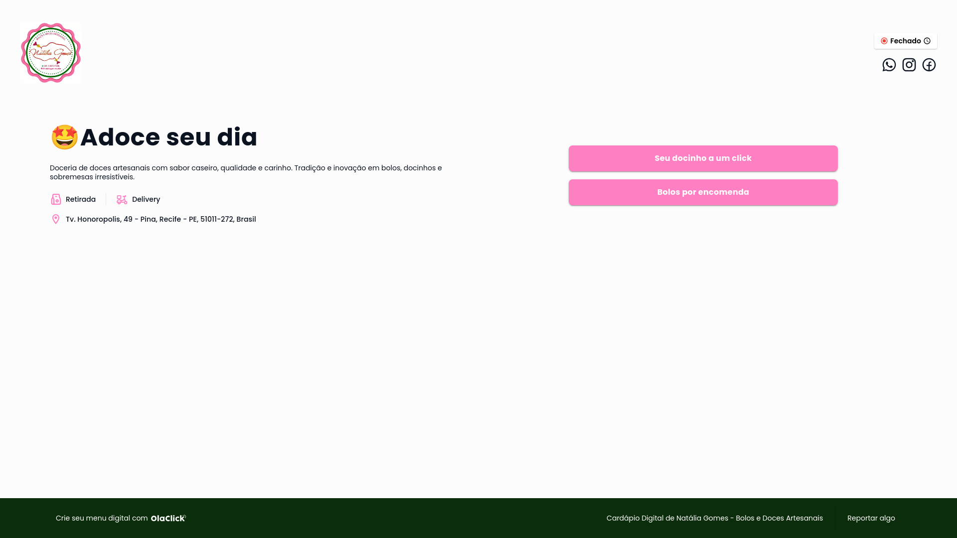 website screenshot of https://nataliagomesbolosedocesartesanais.com/
