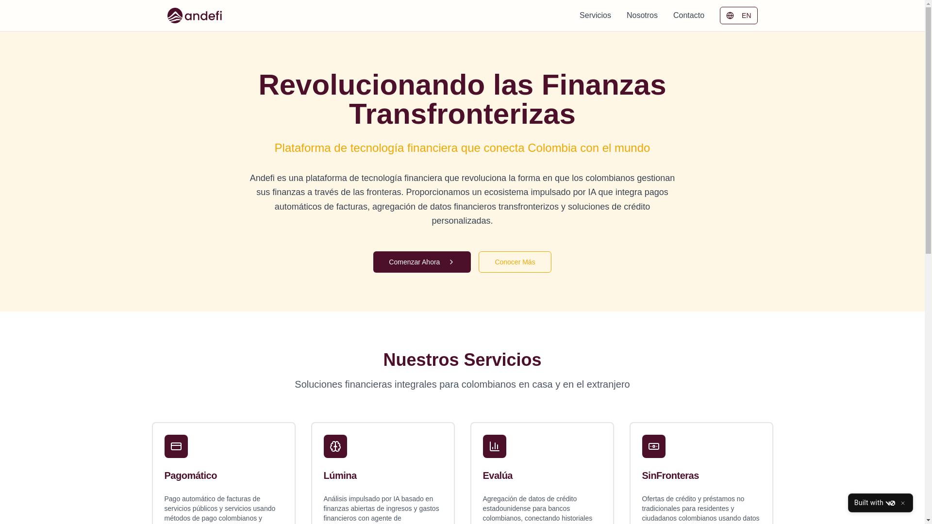 website screenshot of https://andefi.co/
