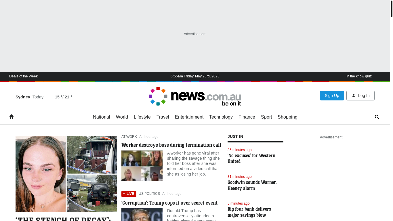 website screenshot of https://news.com.au/