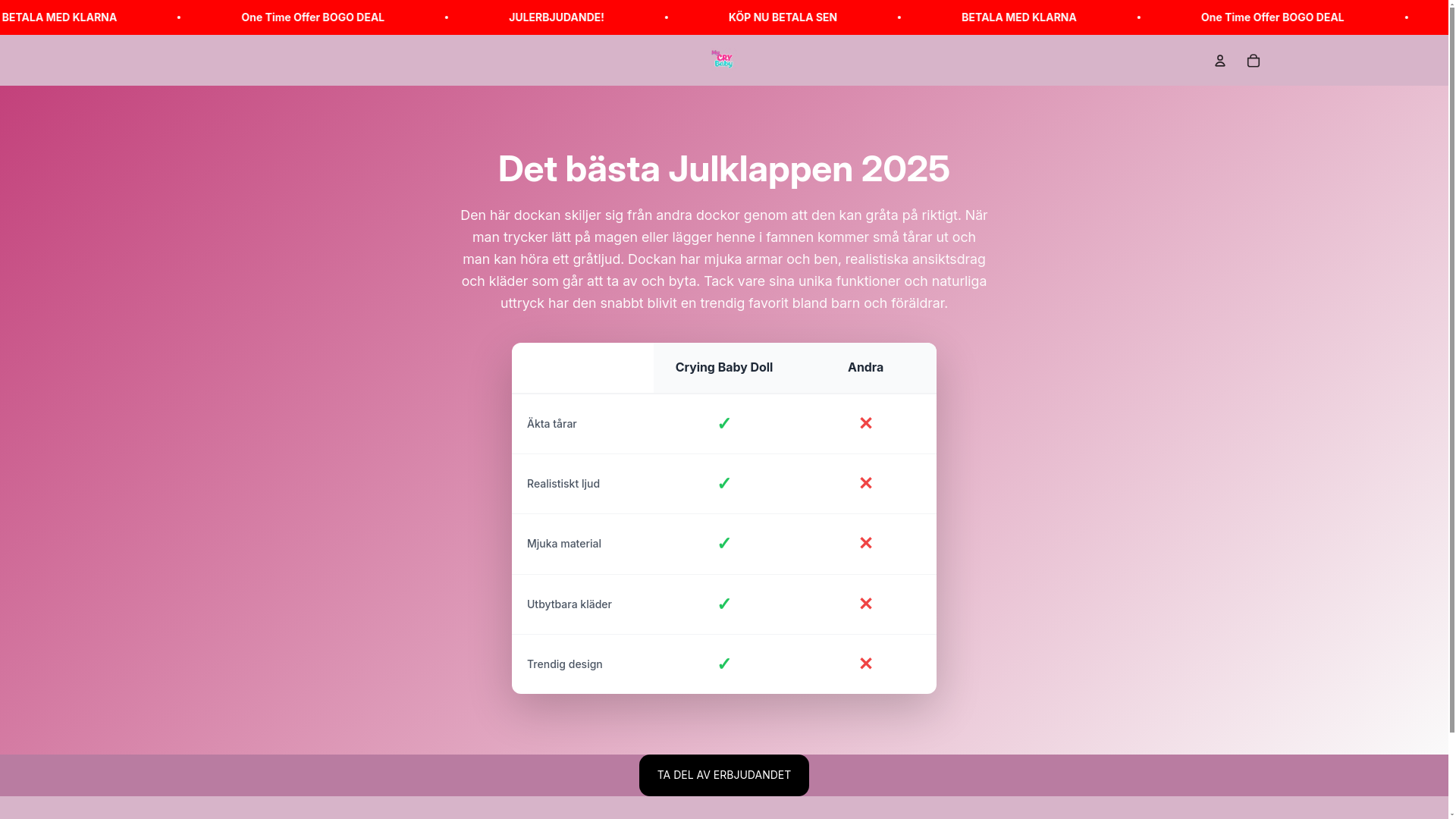 website screenshot of https://mycrybaby.store/