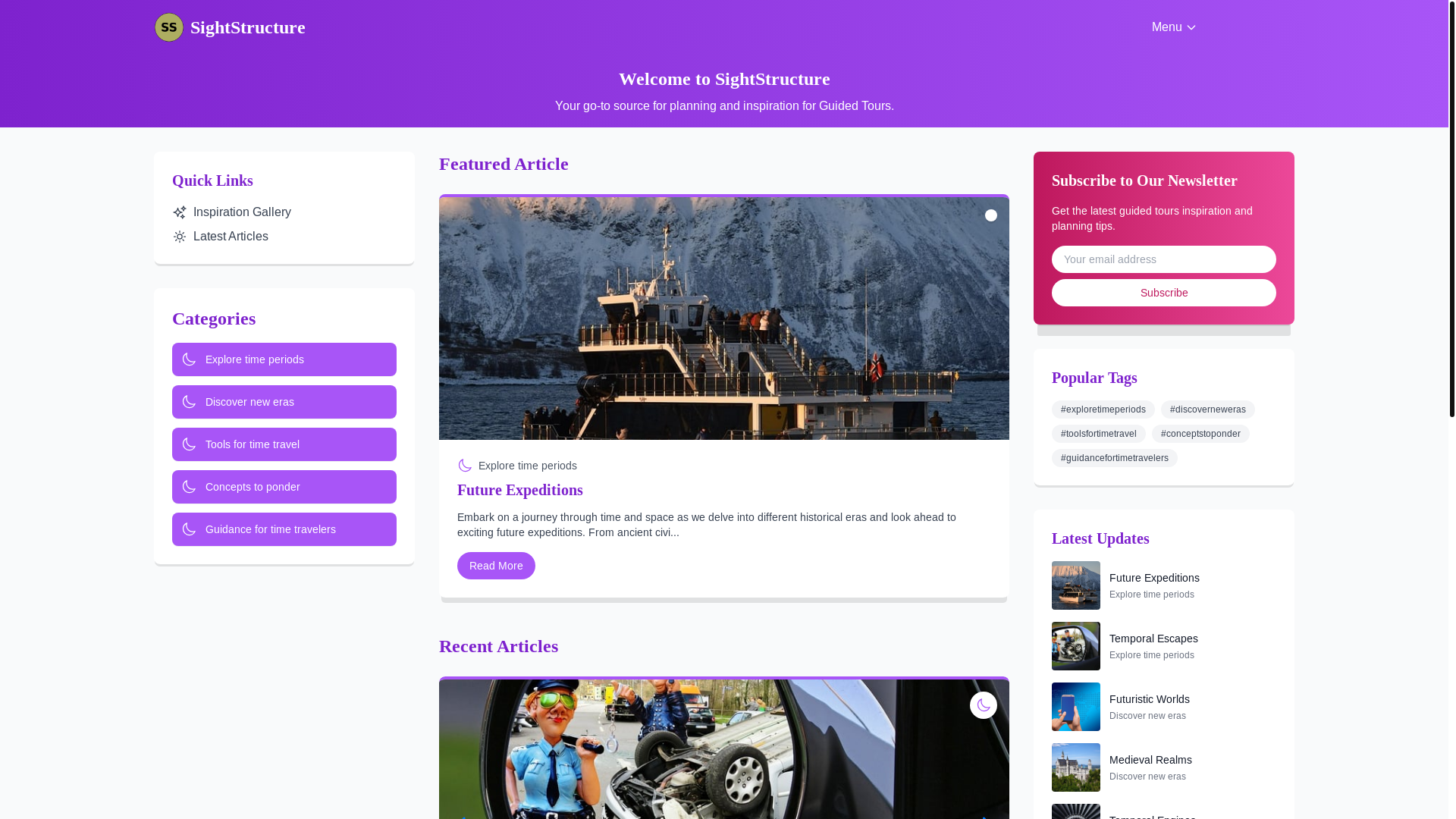 website screenshot of https://structuredsightseeing.xyz/