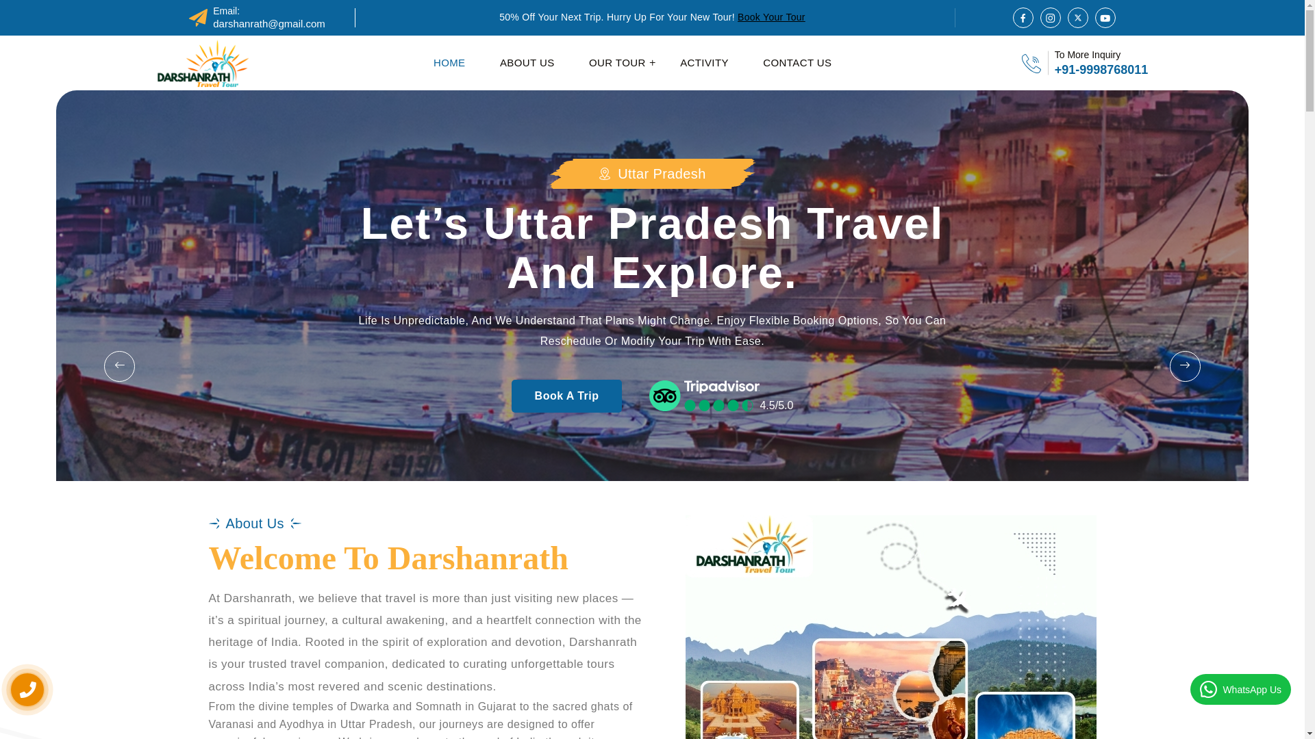 website screenshot of https://darshanrathtour.com/