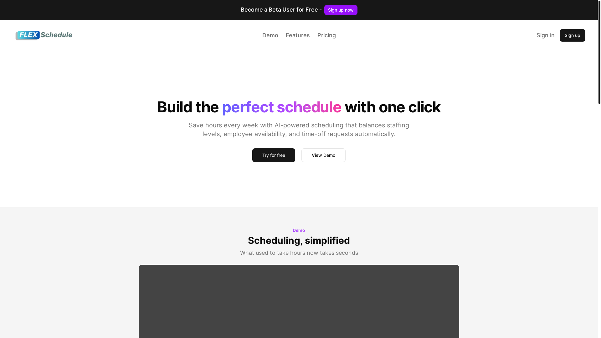 website screenshot of https://flexschedule.ai/