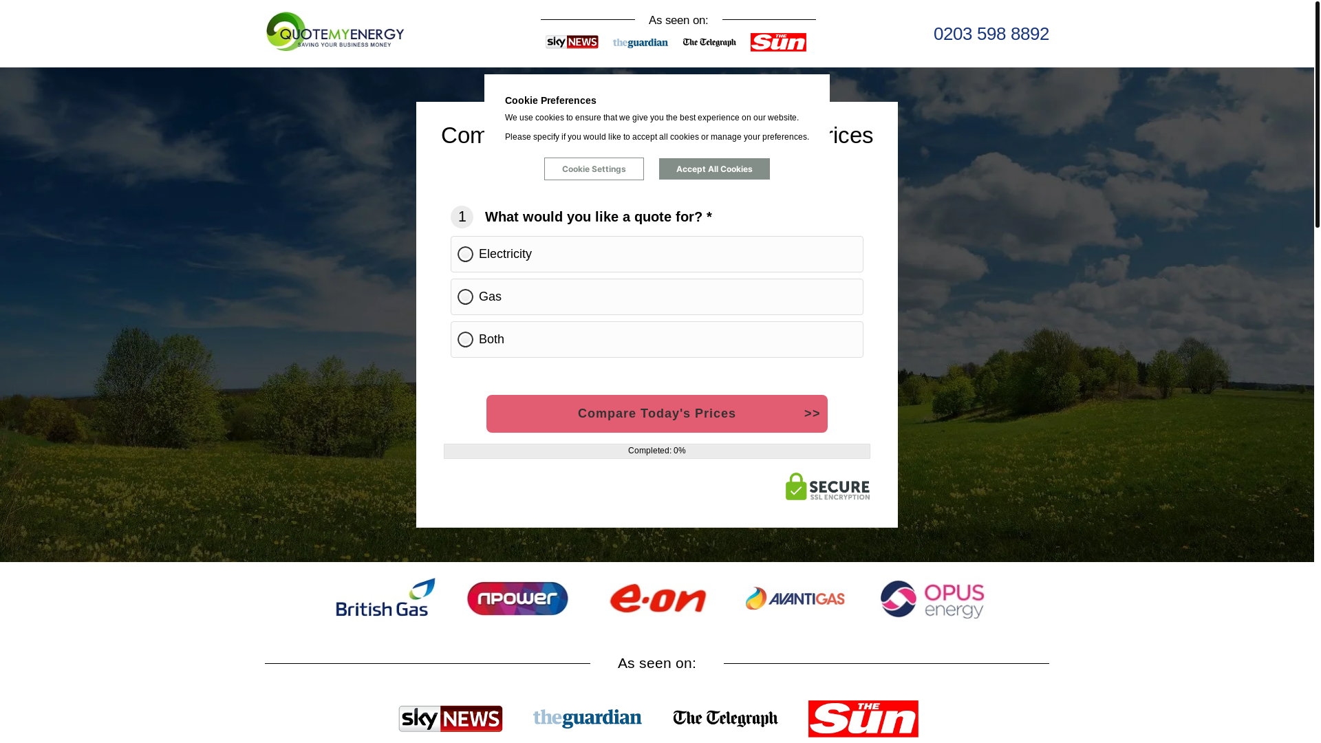 website screenshot of https://quotemyenergybill.co/