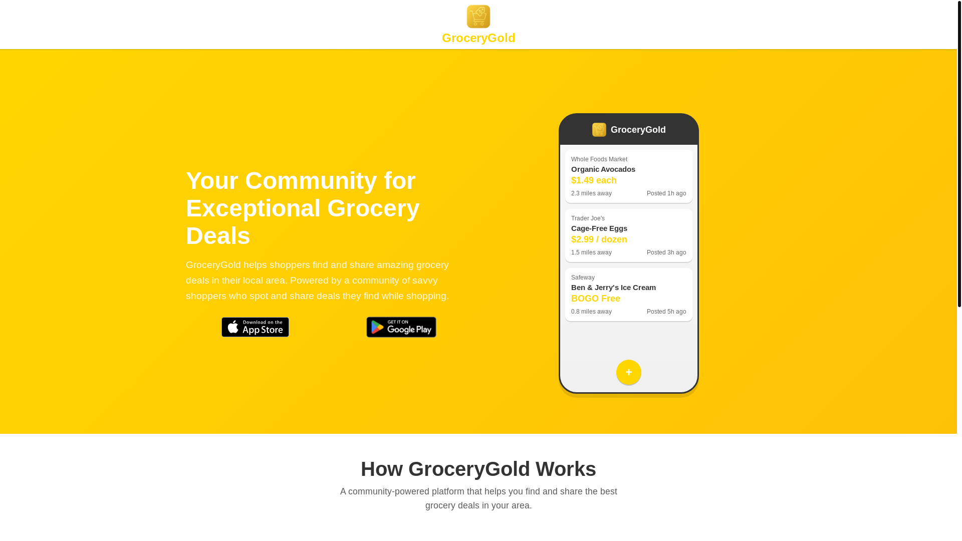 website screenshot of https://grocerygold.app/