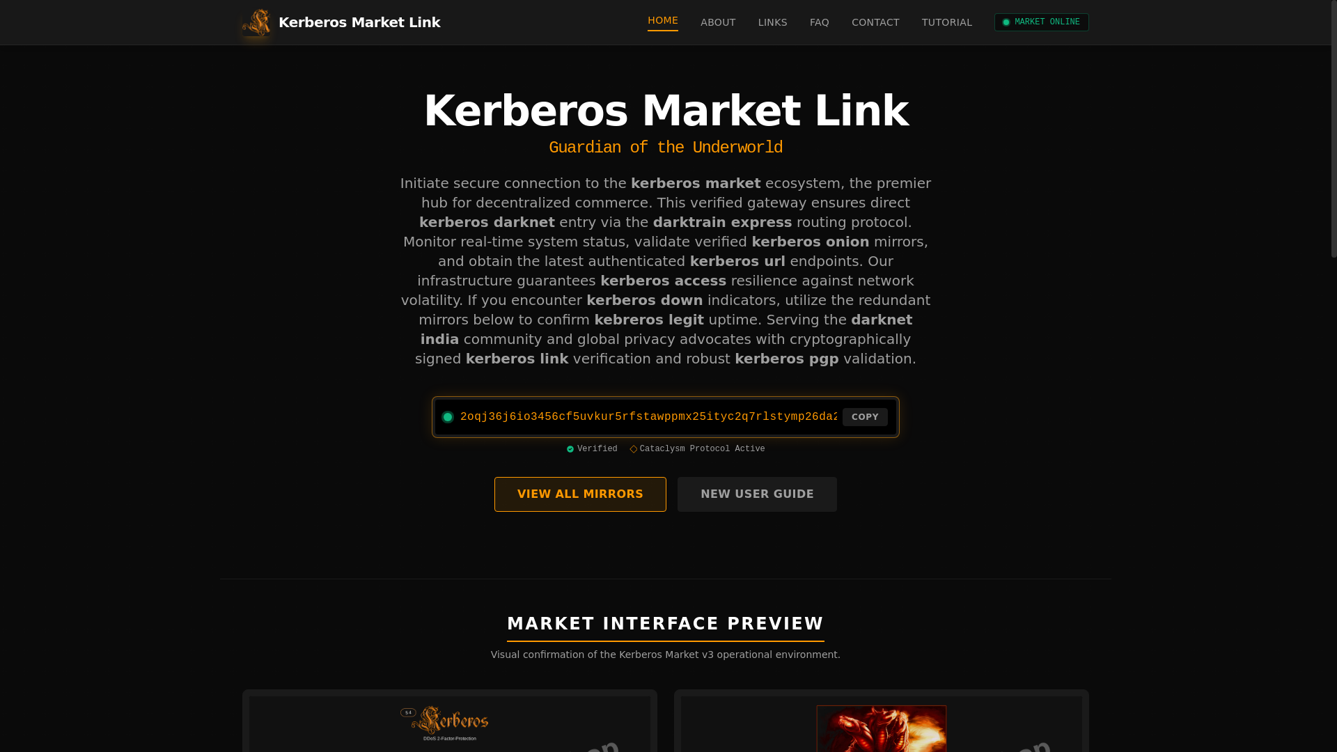 website screenshot of https://kerberosmarketlink.shop/