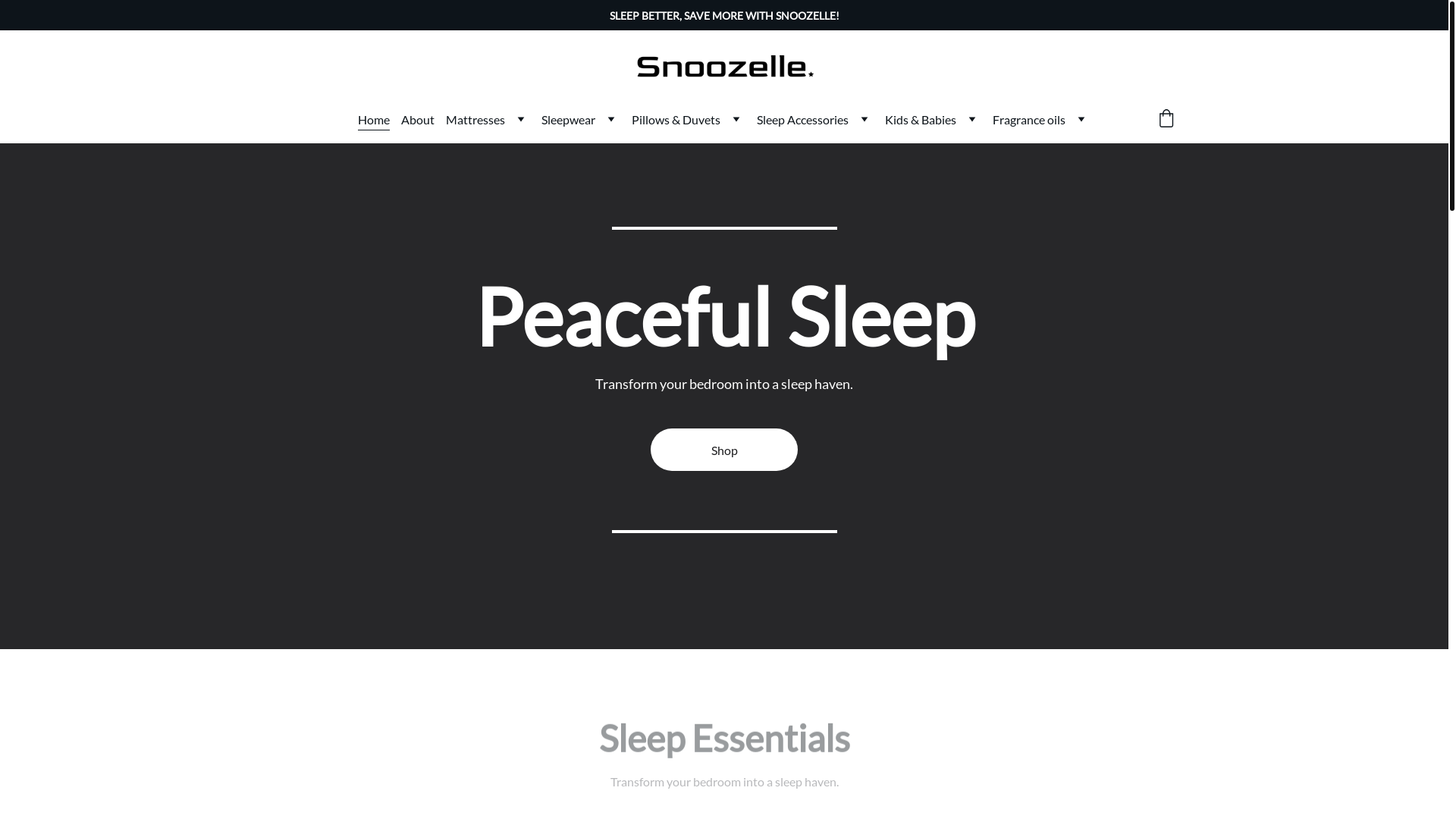 website screenshot of https://snoozelle.shop/