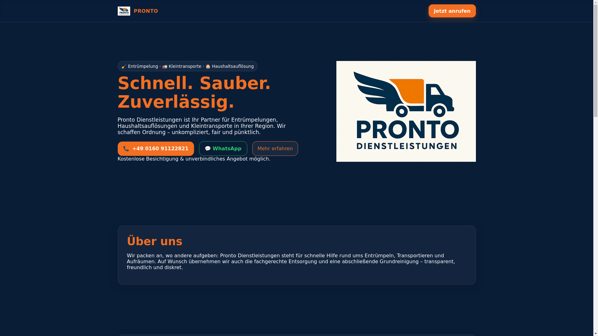 website screenshot of https://pronto-dienstleistung.de/