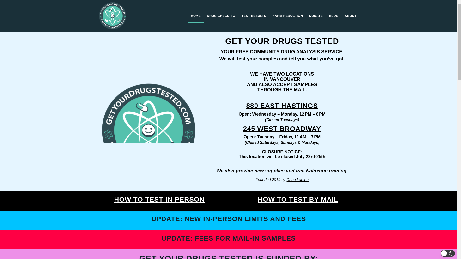 website screenshot of https://getyourdrugstested.com/