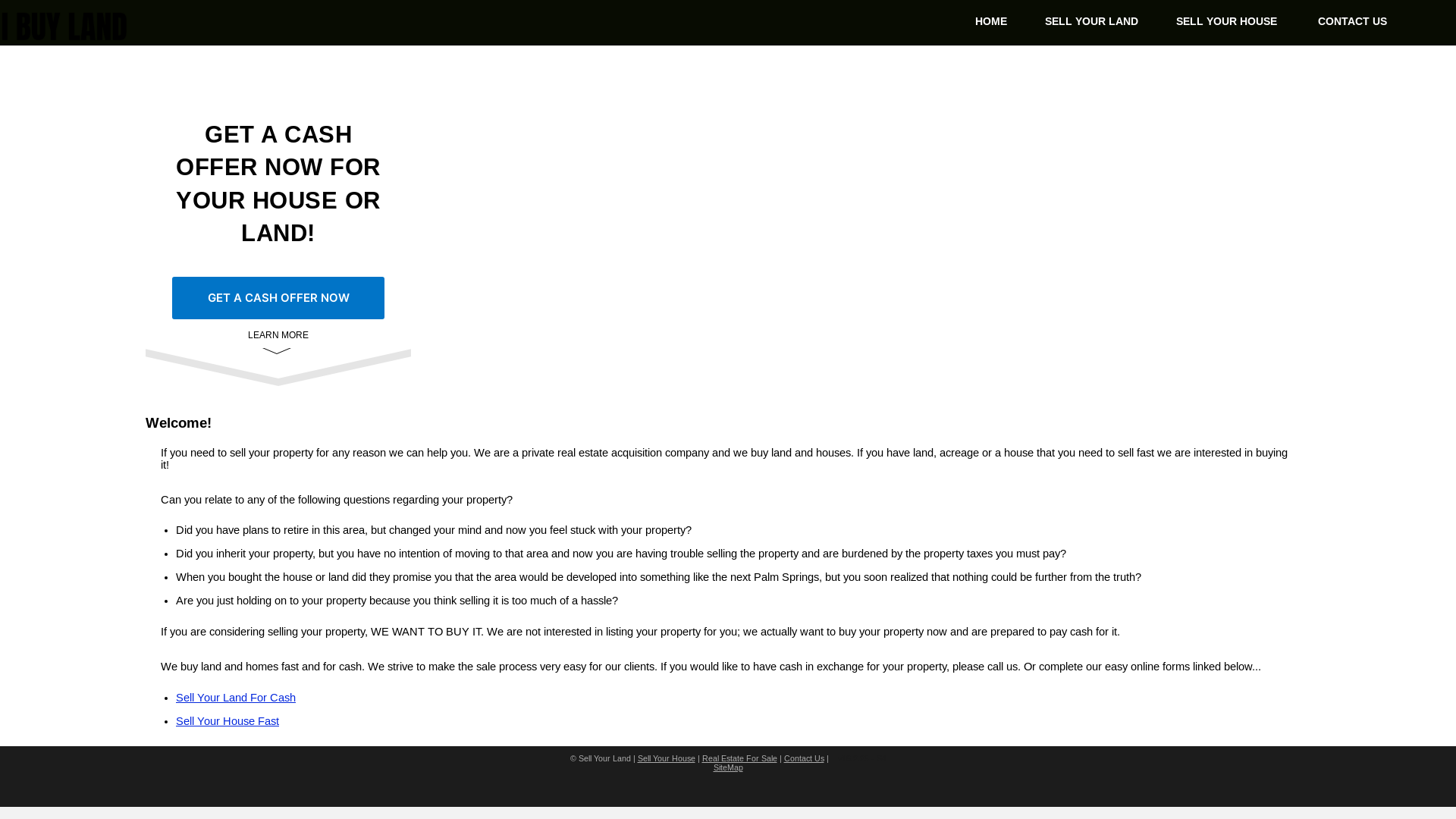website screenshot of https://quicklandcashoffers.com/