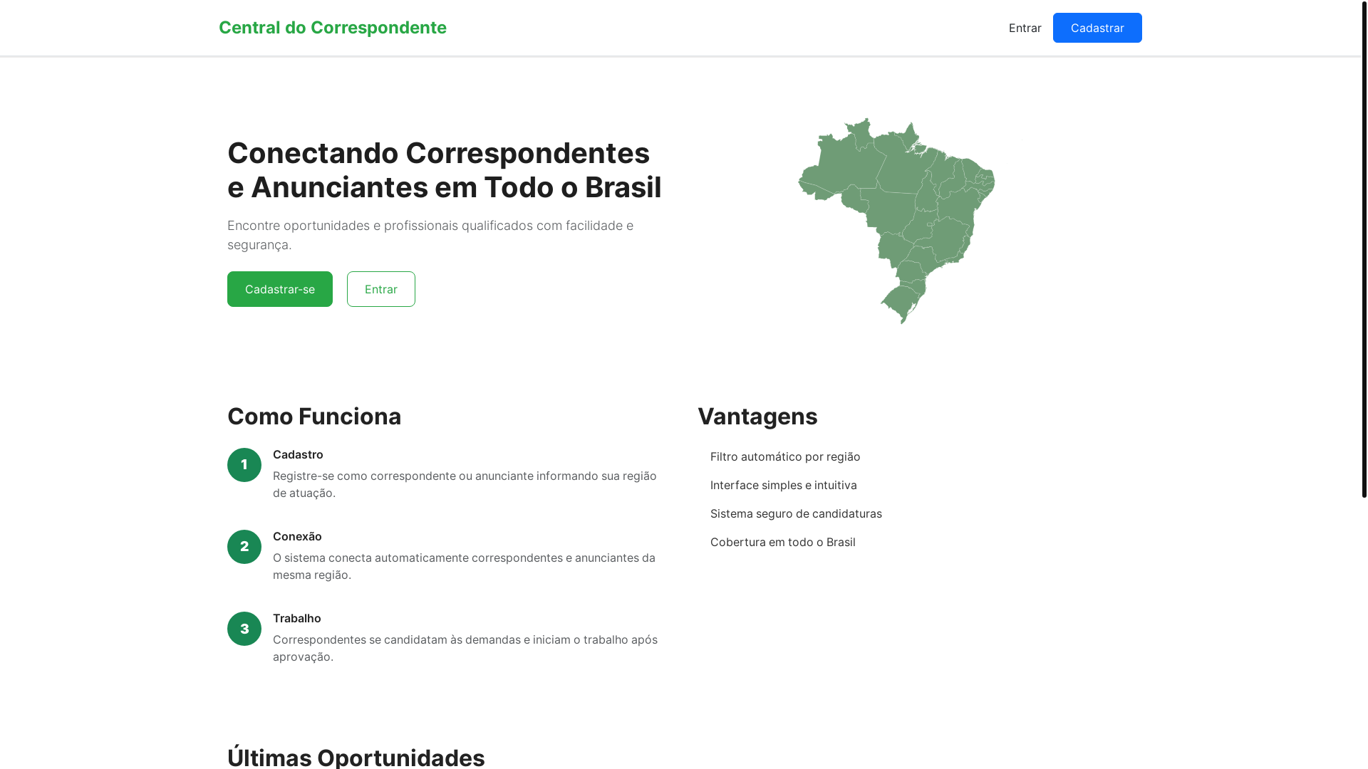website screenshot of https://centralcorrespondente.com.br/