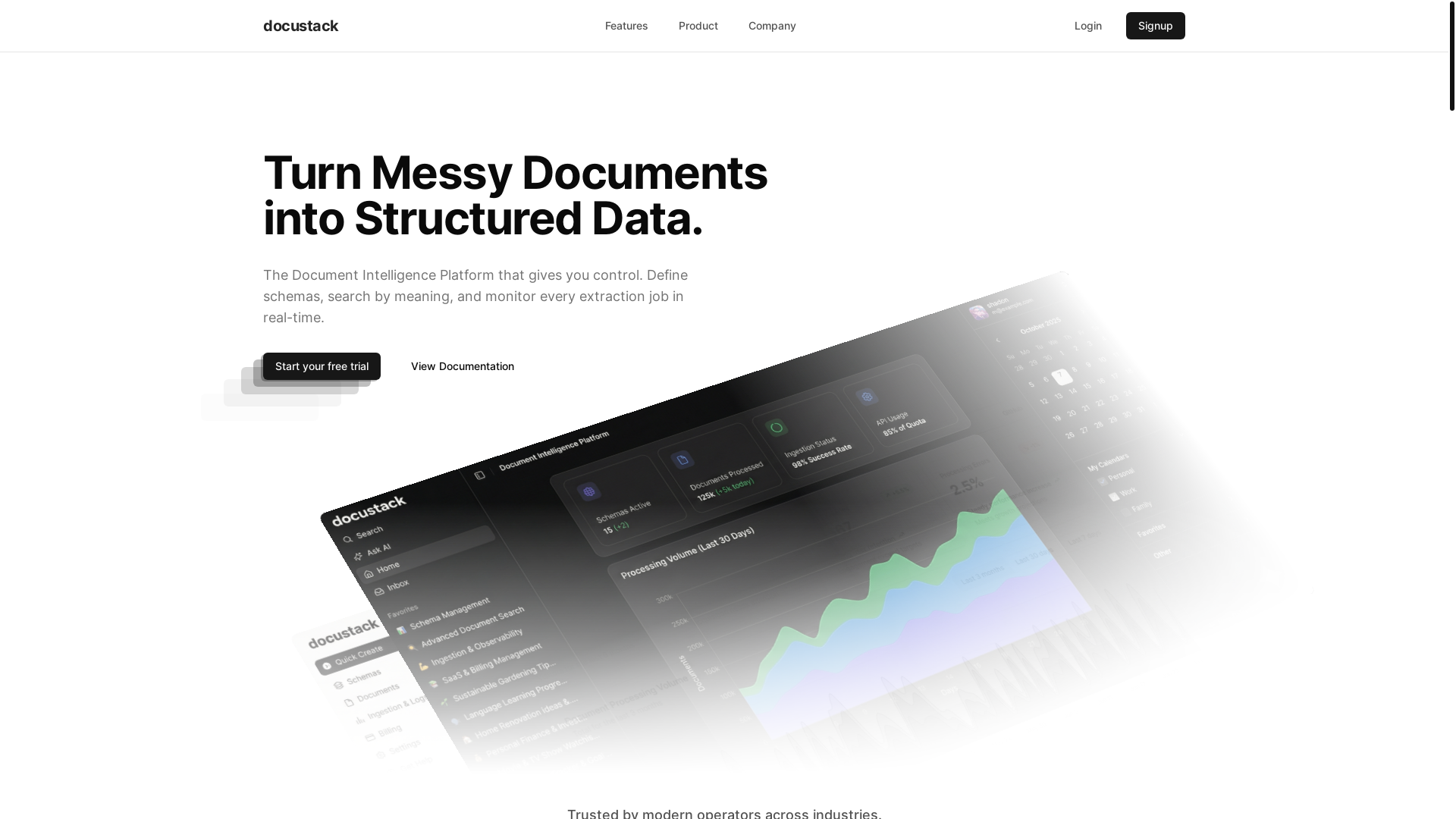 website screenshot of https://docustack.app/