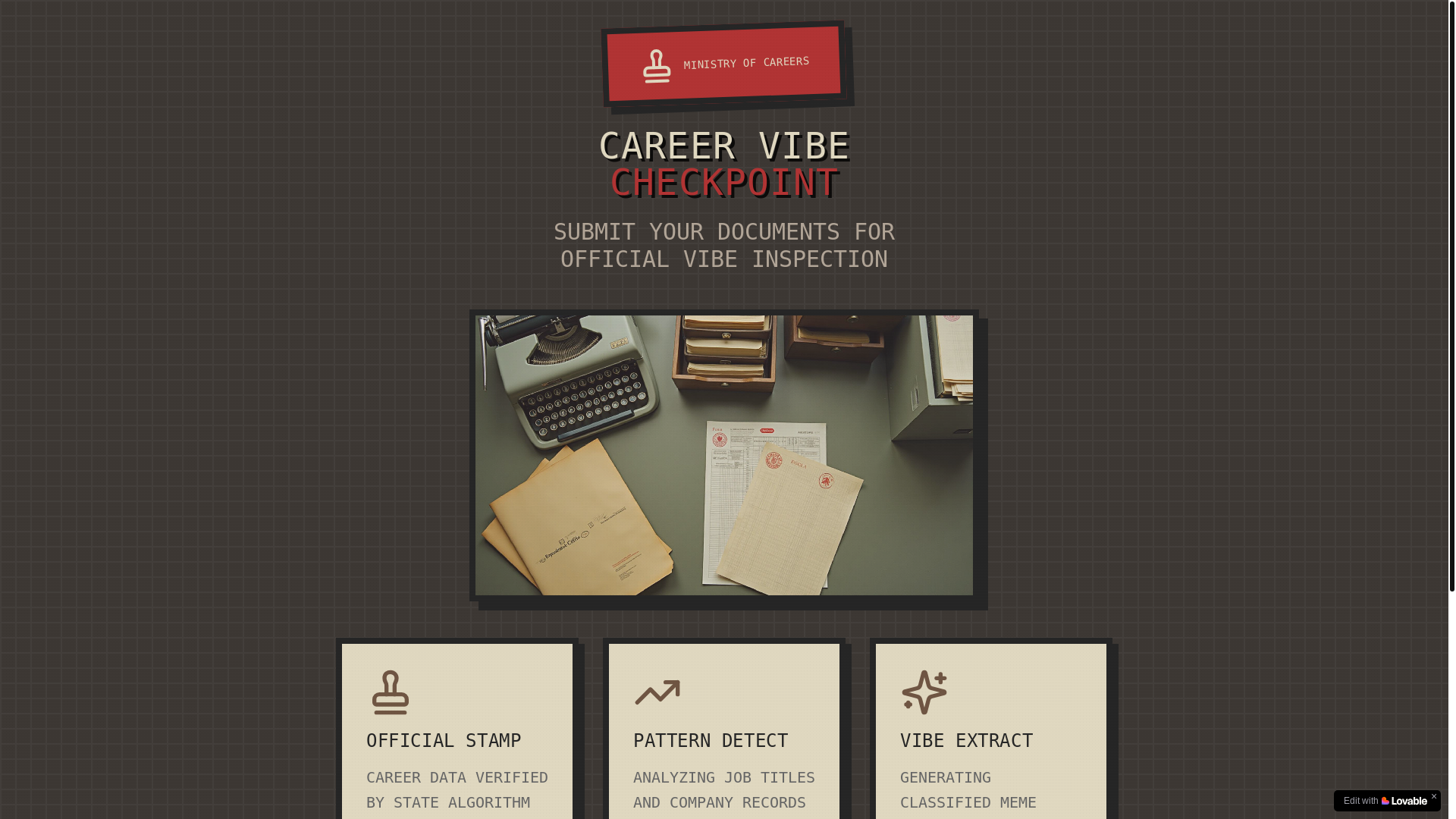 website screenshot of https://careervibecheckpoint.xyz/