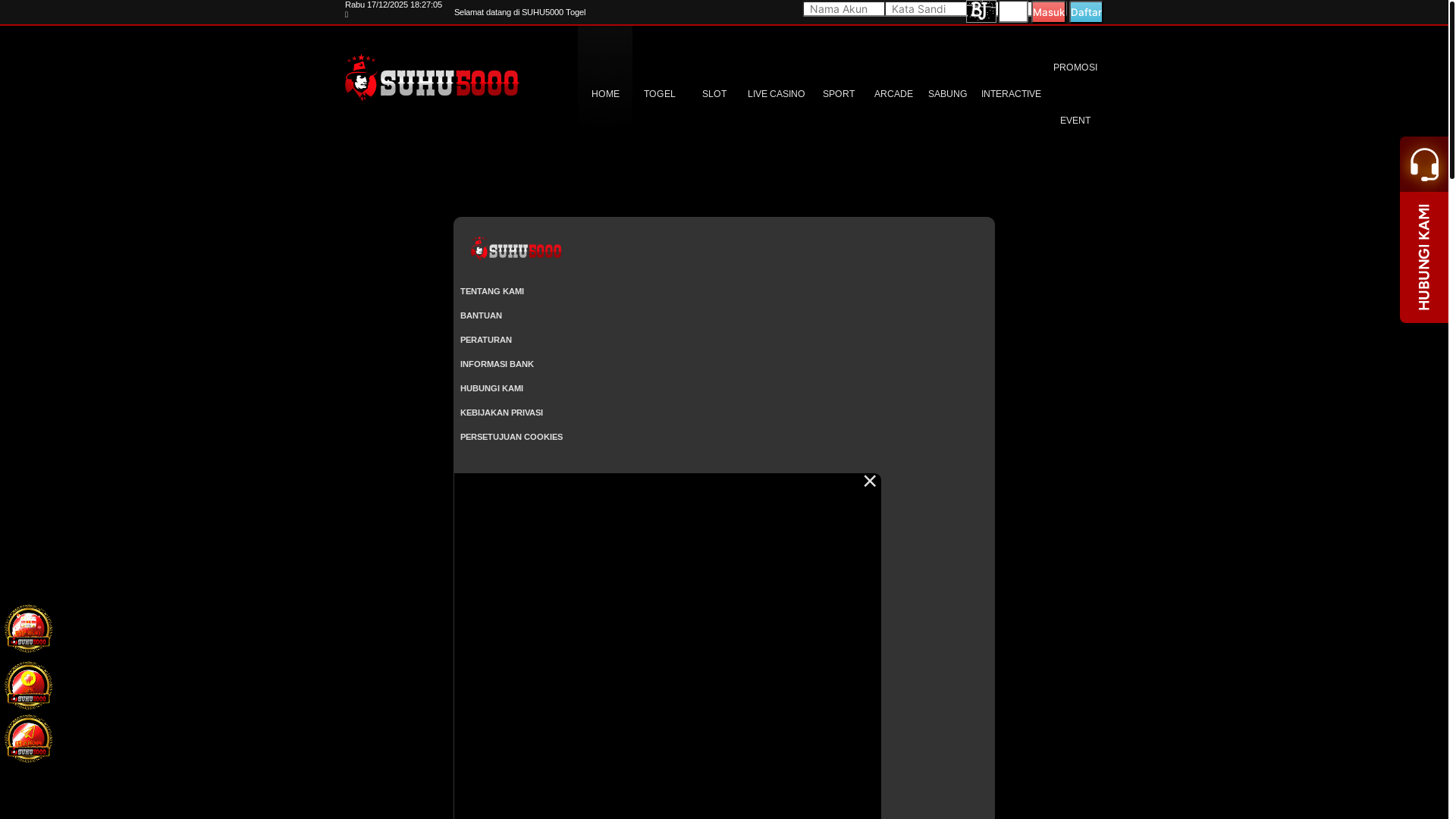 website screenshot of https://suhu5000jaya.shop/