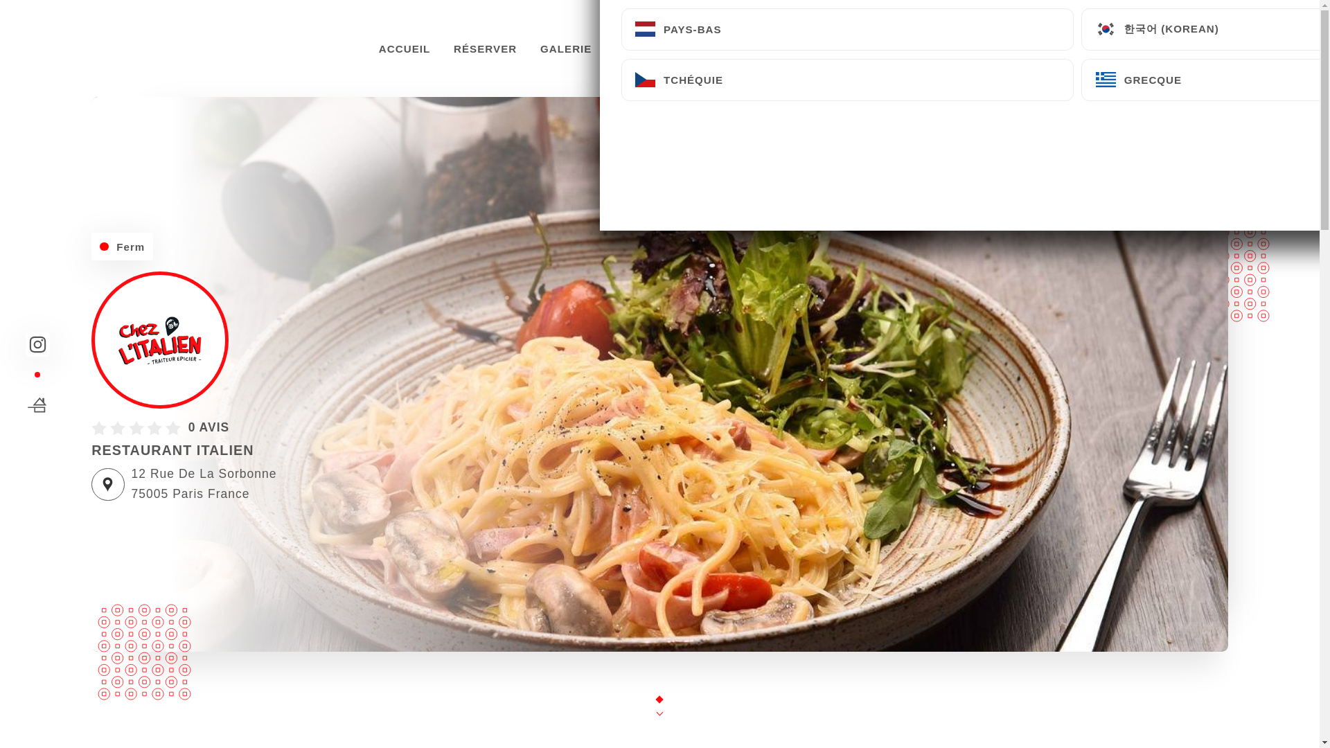website screenshot of https://chez-litalien-paris.fr/