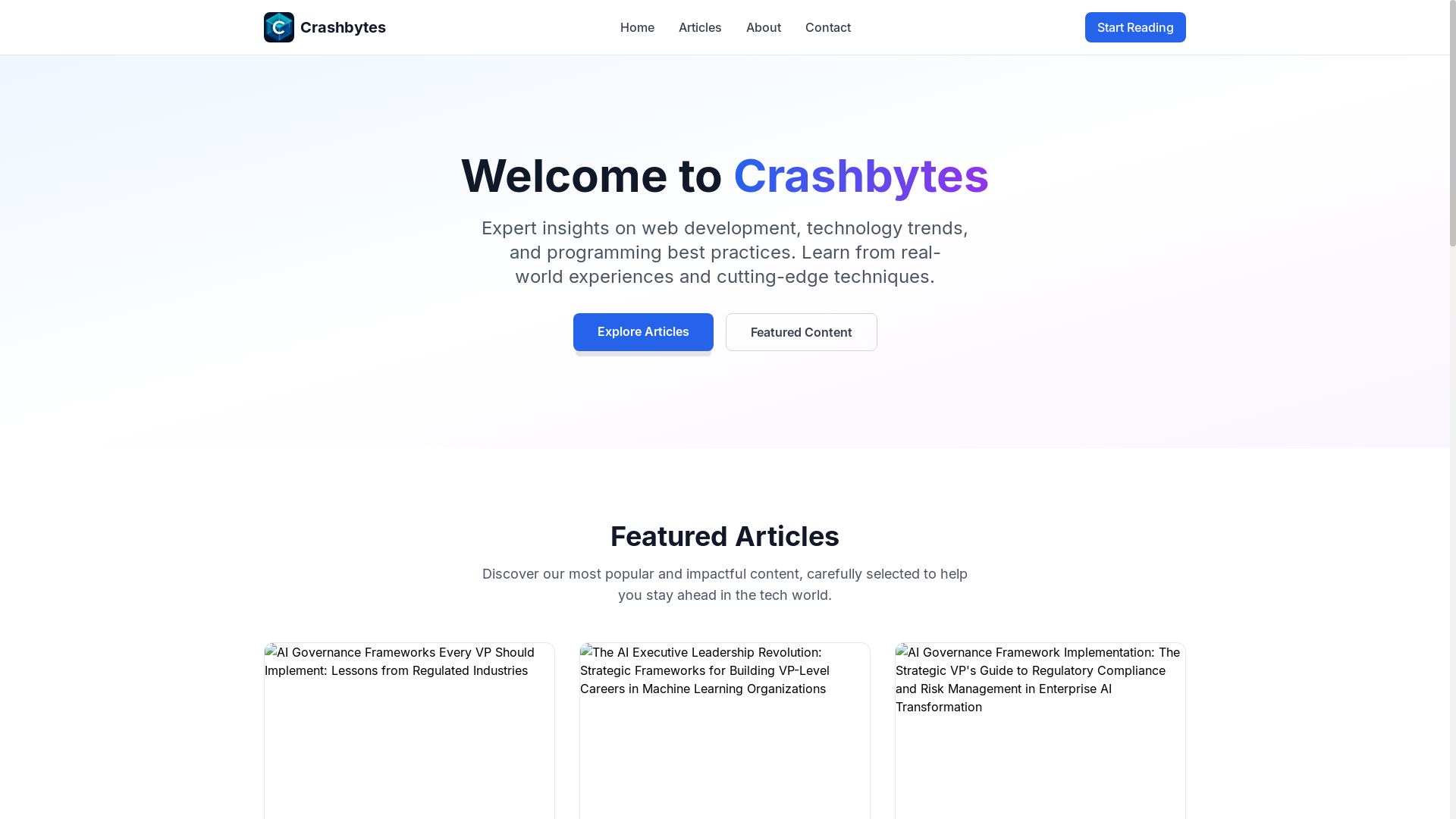 website screenshot of https://crashbytes-website.pages.dev/