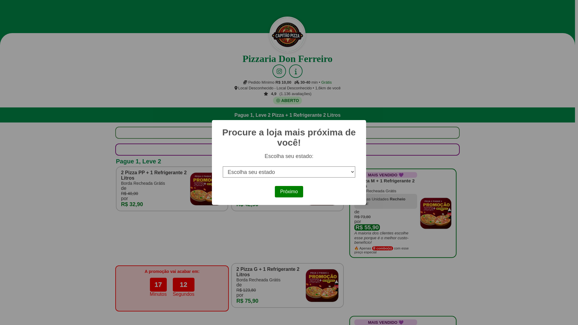 website screenshot of https://pizzaria-captaopizza-oficial.pages.dev/