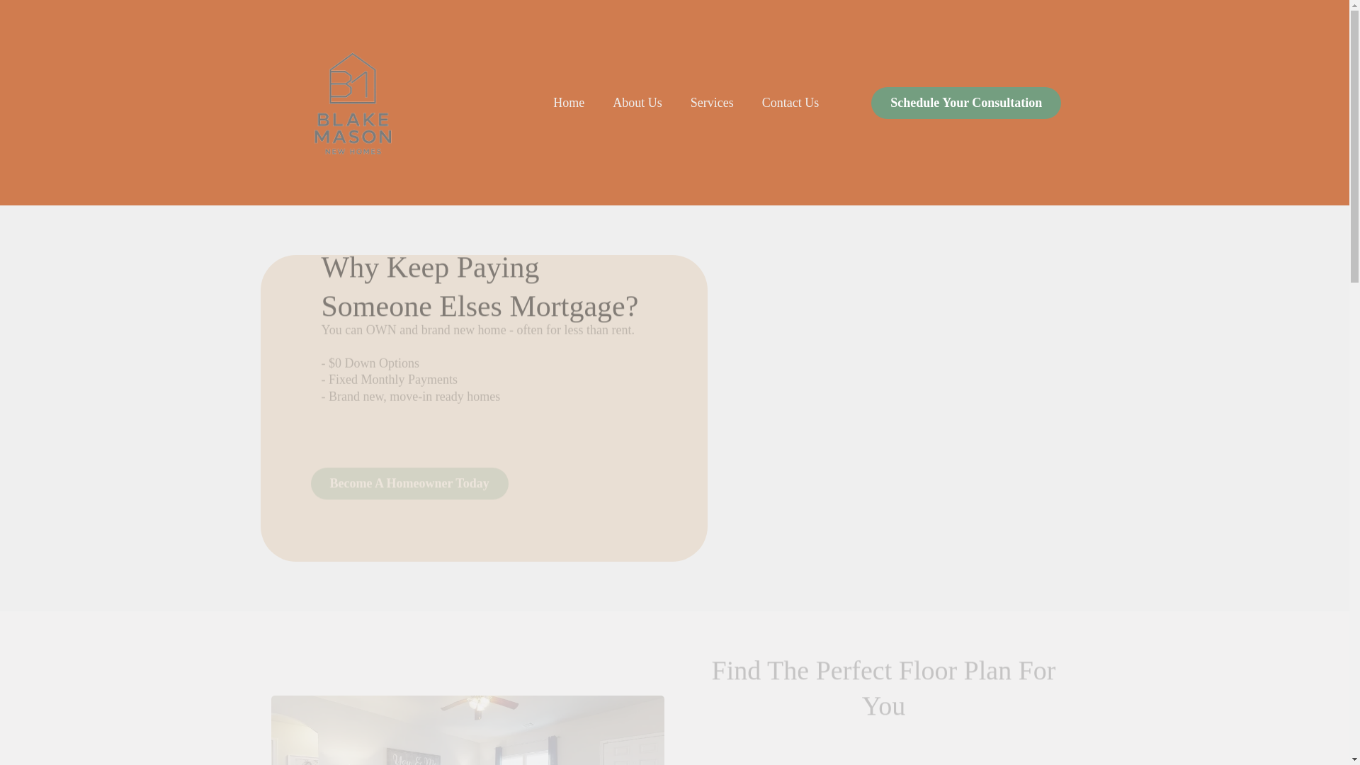 website screenshot of https://blakemasonnewhomes.com/