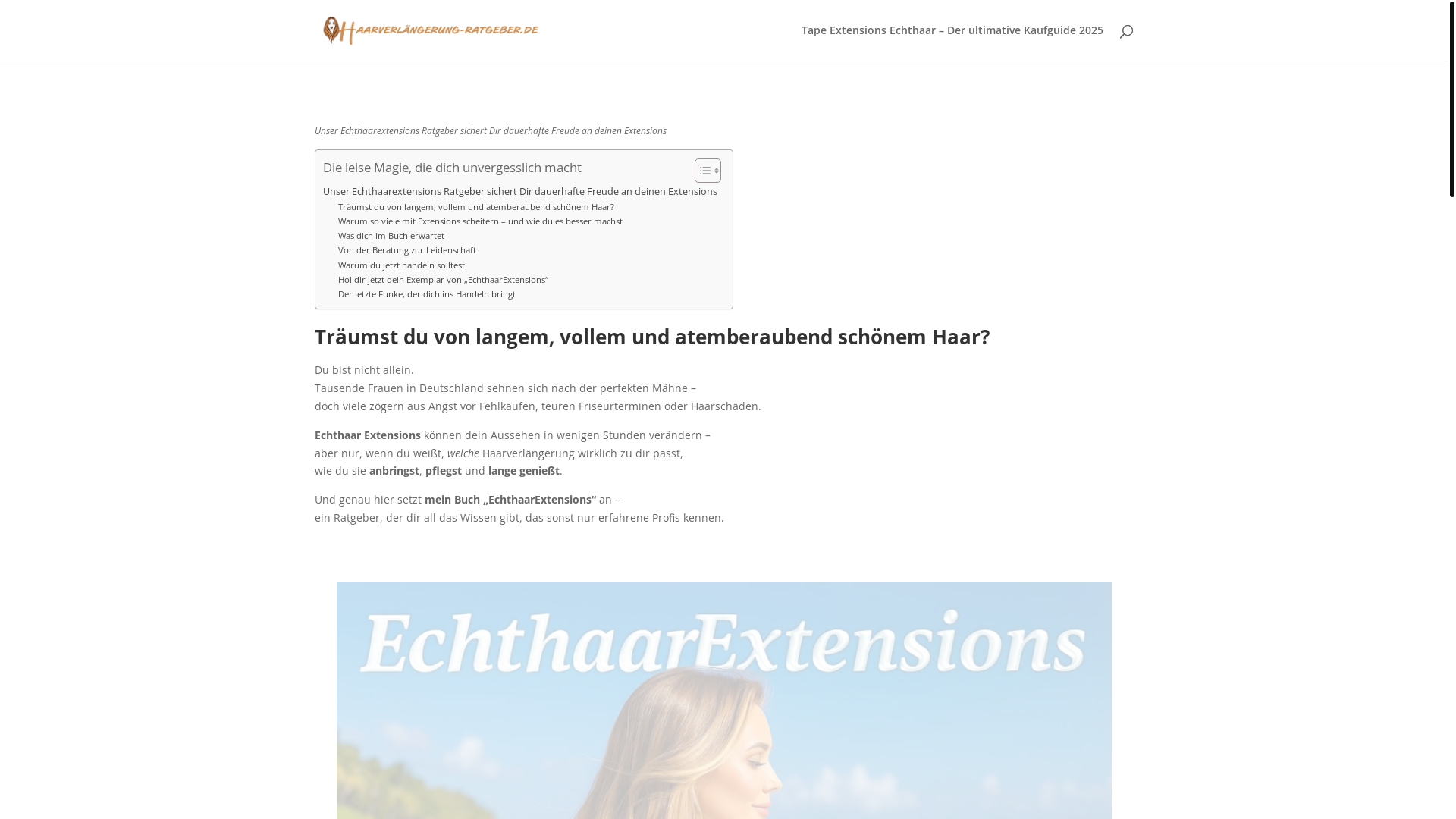 website screenshot of https://echthaarextensions-ratgeber.de/