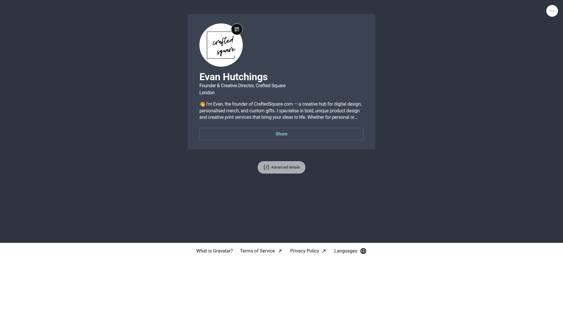 website screenshot of https://craftedsquare.link/