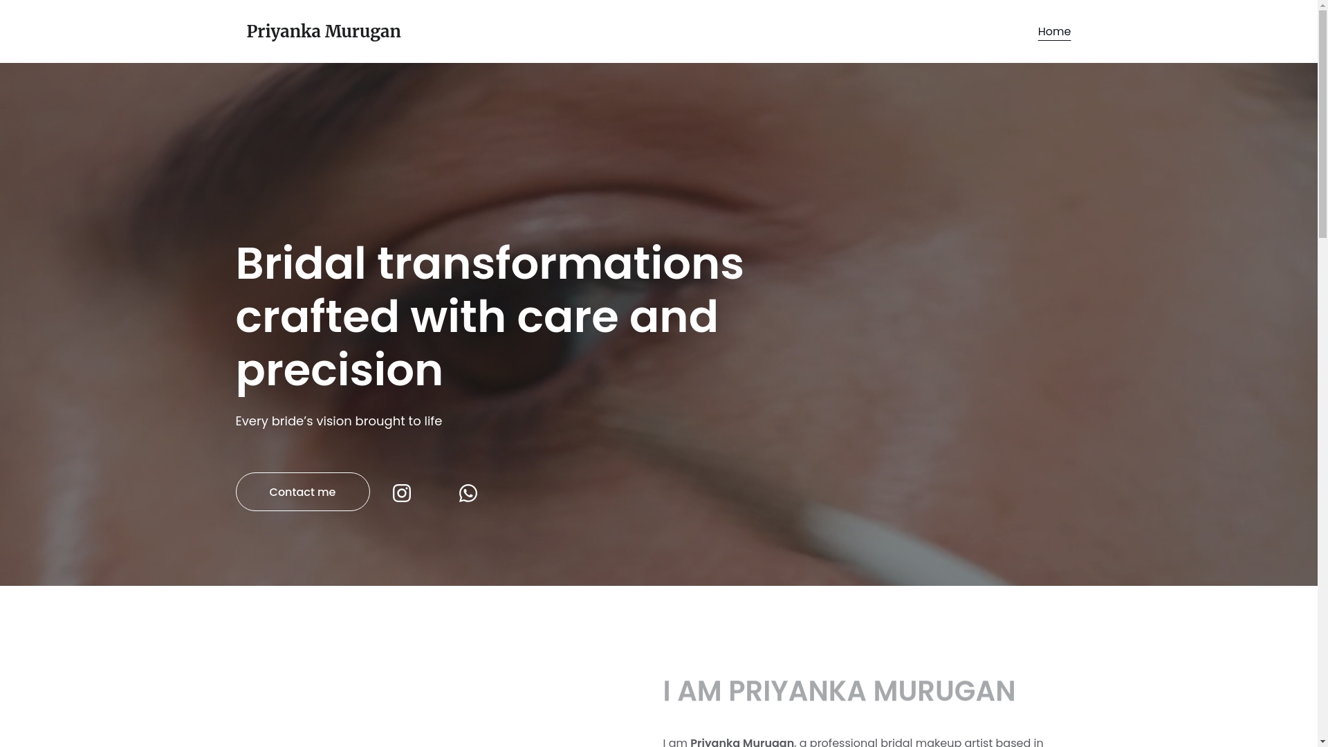 website screenshot of https://priyankamuruganmakeup.in/