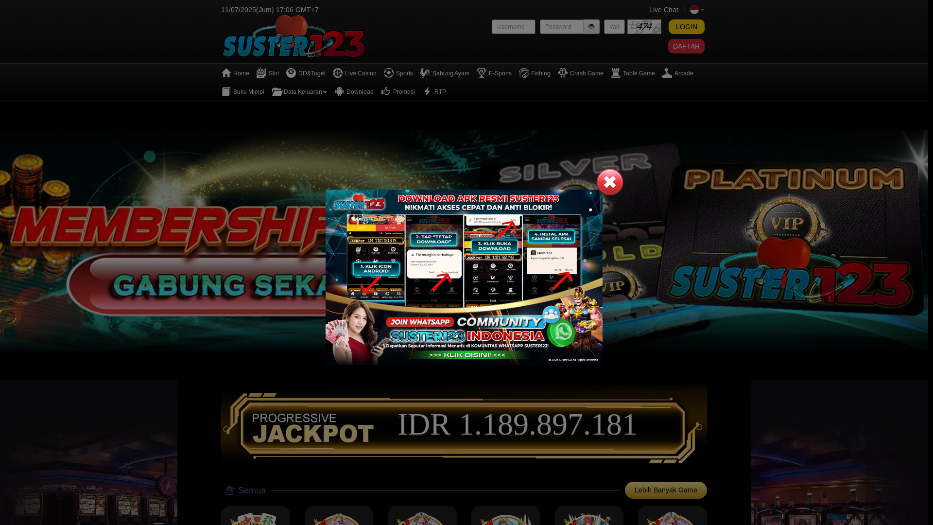 website screenshot of https://suster123aprove.com/