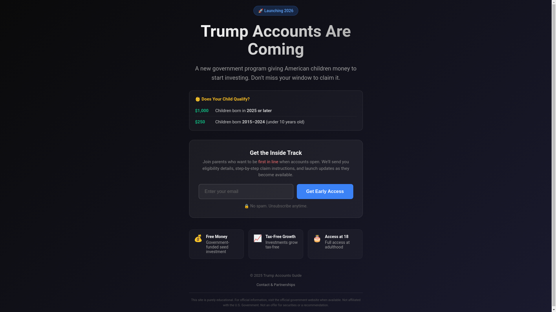 website screenshot of https://trumpaccountplanner.com/