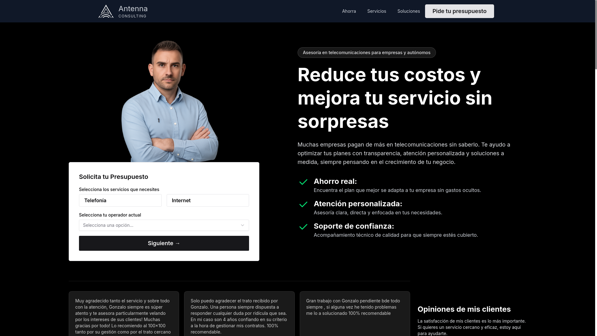 website screenshot of https://antenna-consulting.pages.dev/