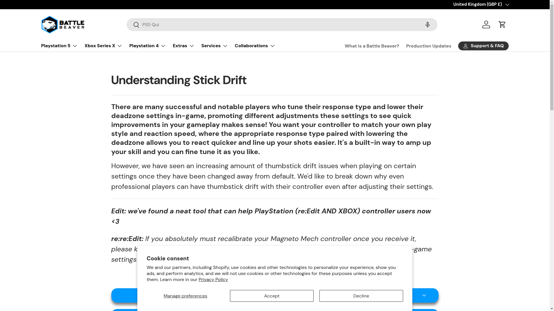 website screenshot of https://battlebeavercustoms.com/pages/understanding-stick-drift