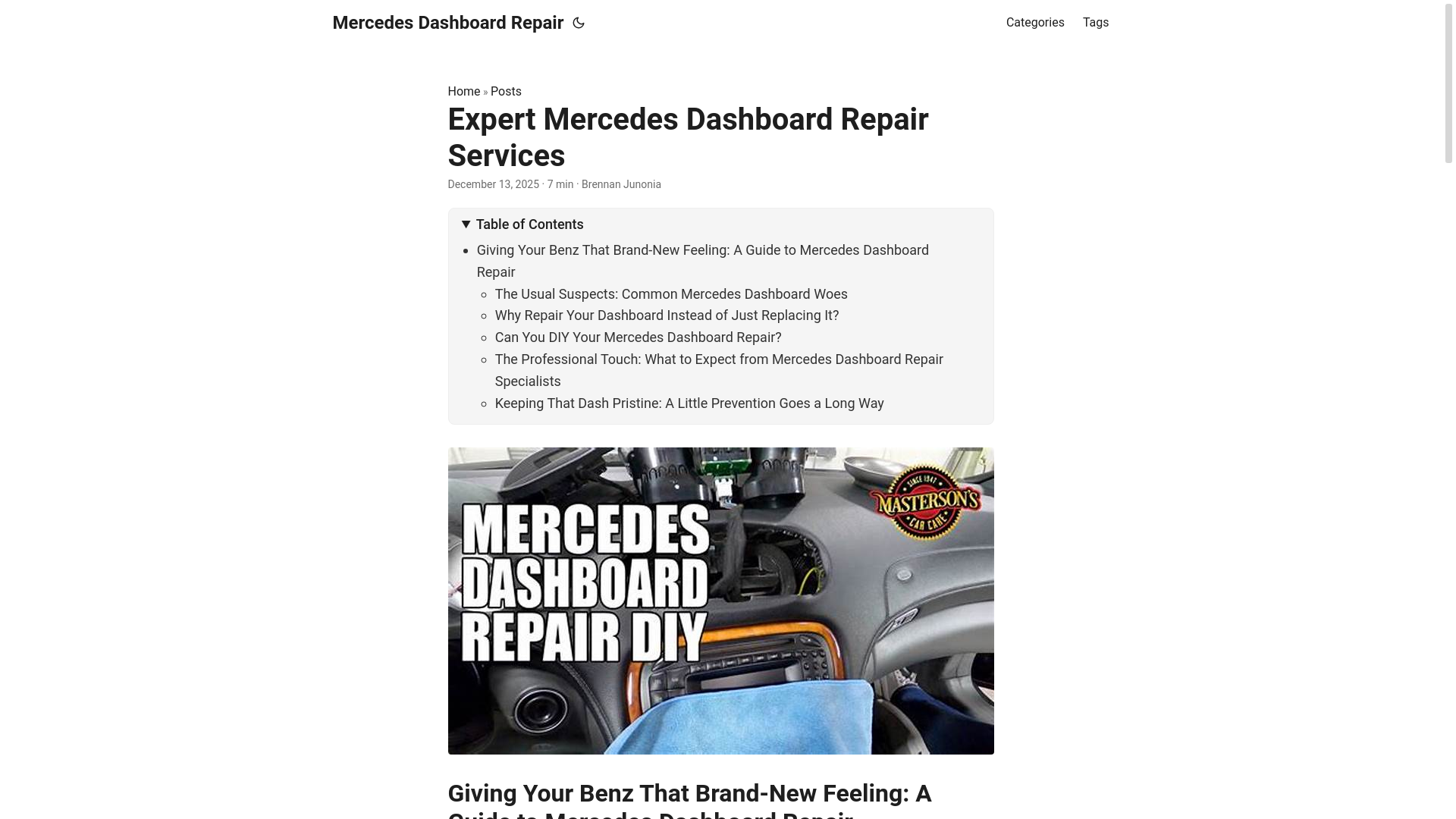 website screenshot of https://mercedesdashboardrepair.pages.dev/