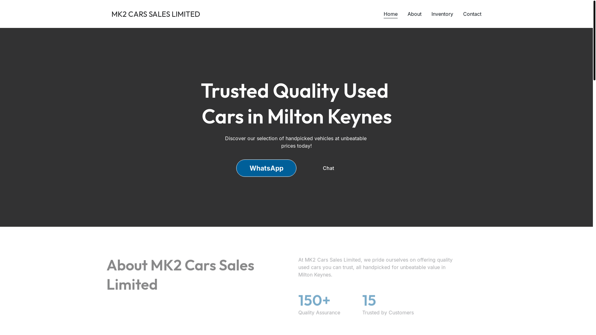 website screenshot of https://mk2carssales.co.uk/