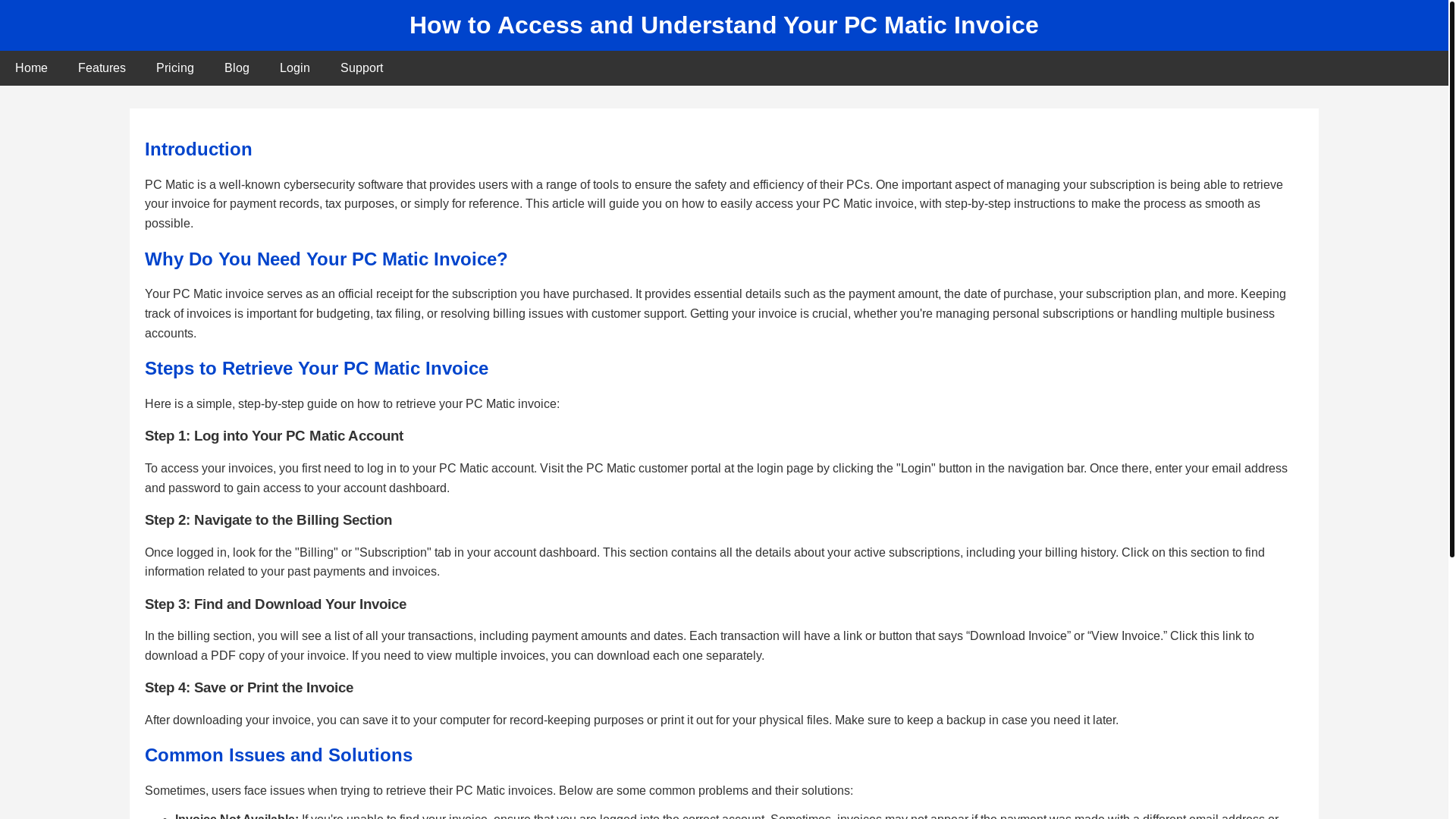 website screenshot of https://pcmaticinvoice.pages.dev/