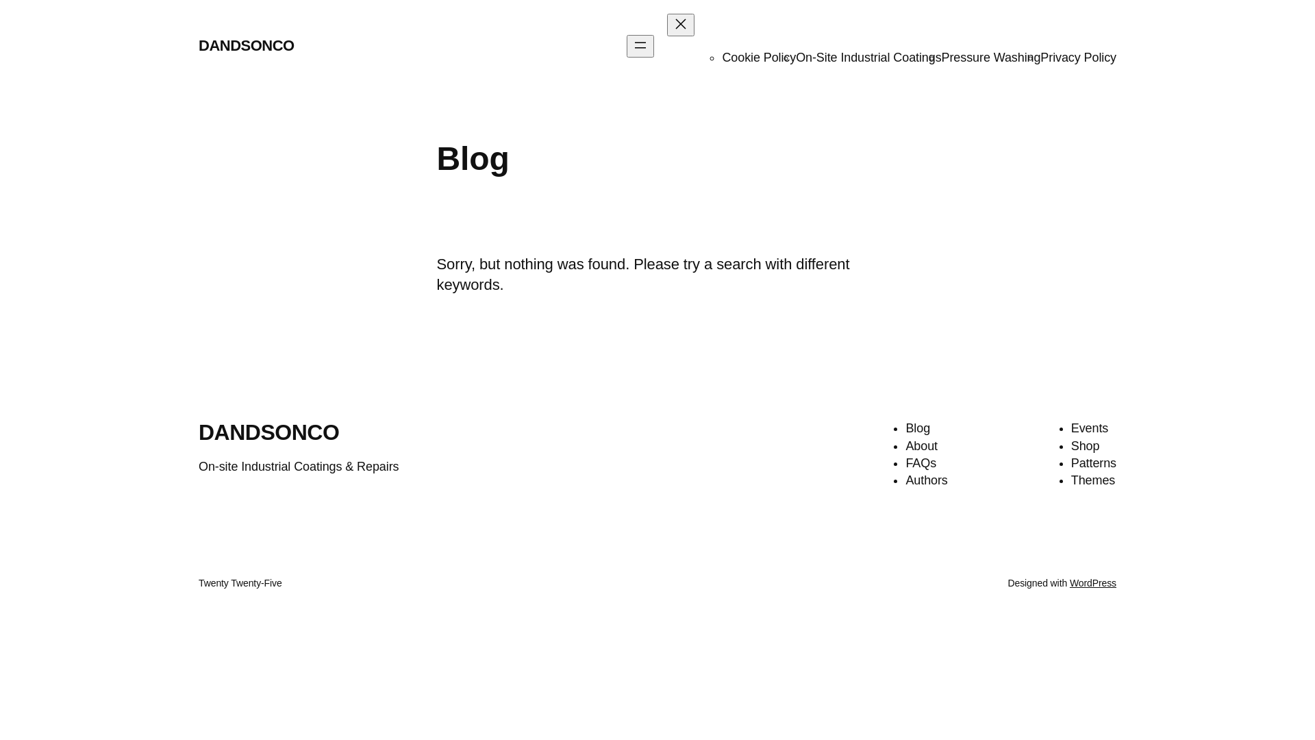 website screenshot of https://dandsonco-industrial.co.uk/