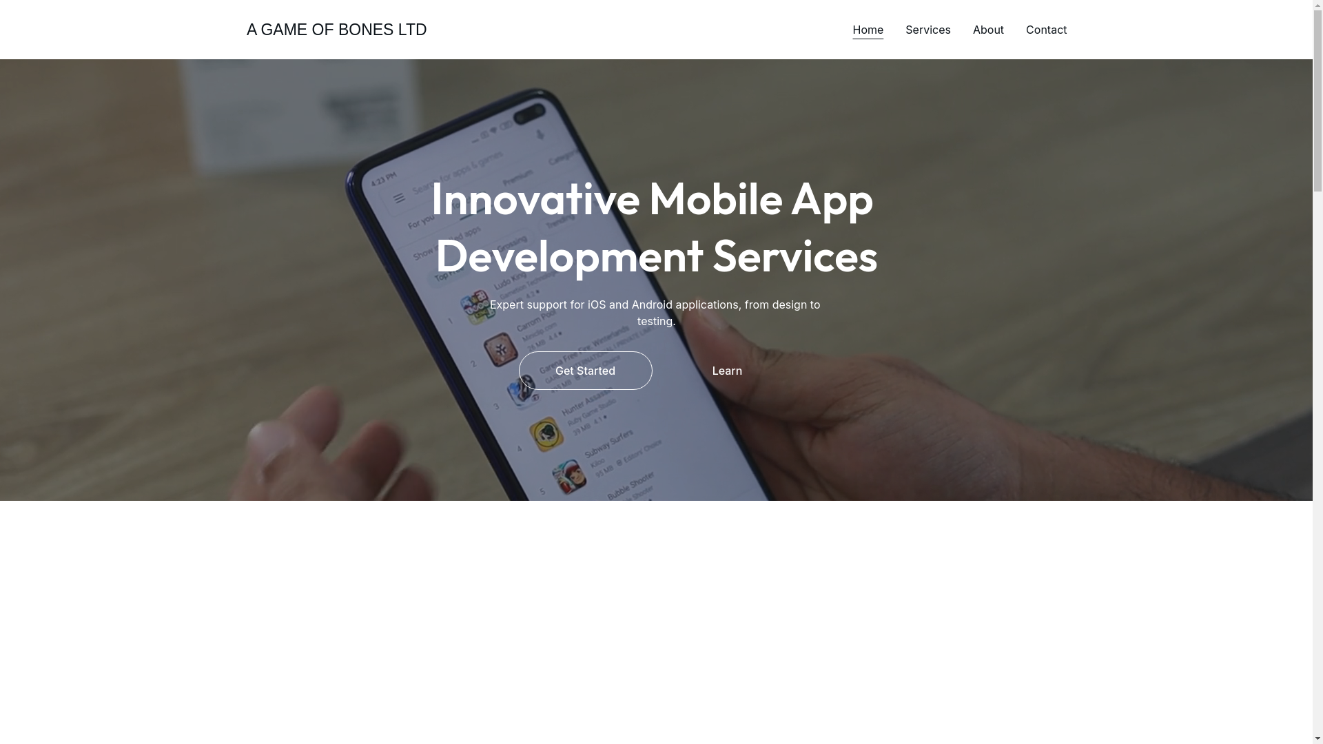 website screenshot of https://agameofbonesltd.digital/