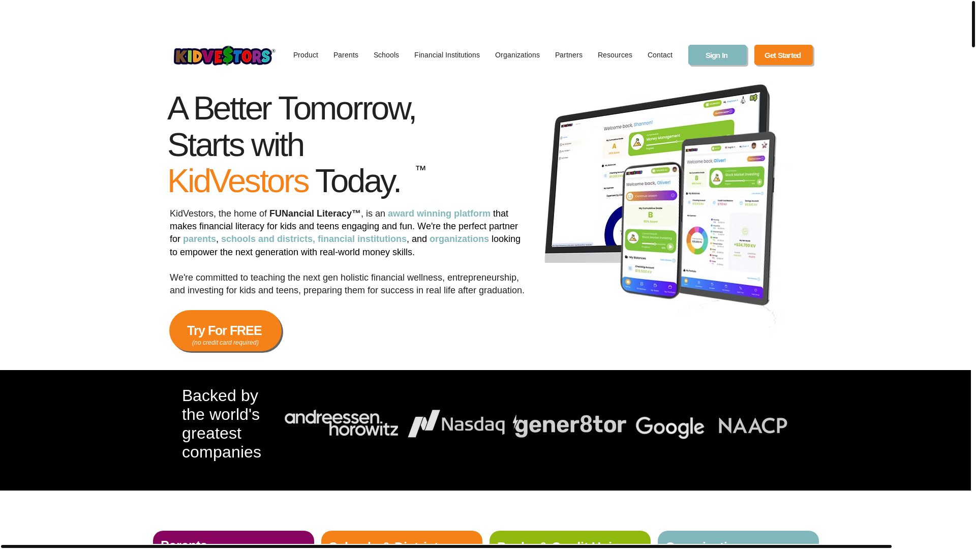 website screenshot of https://kidvestorsclub.co/