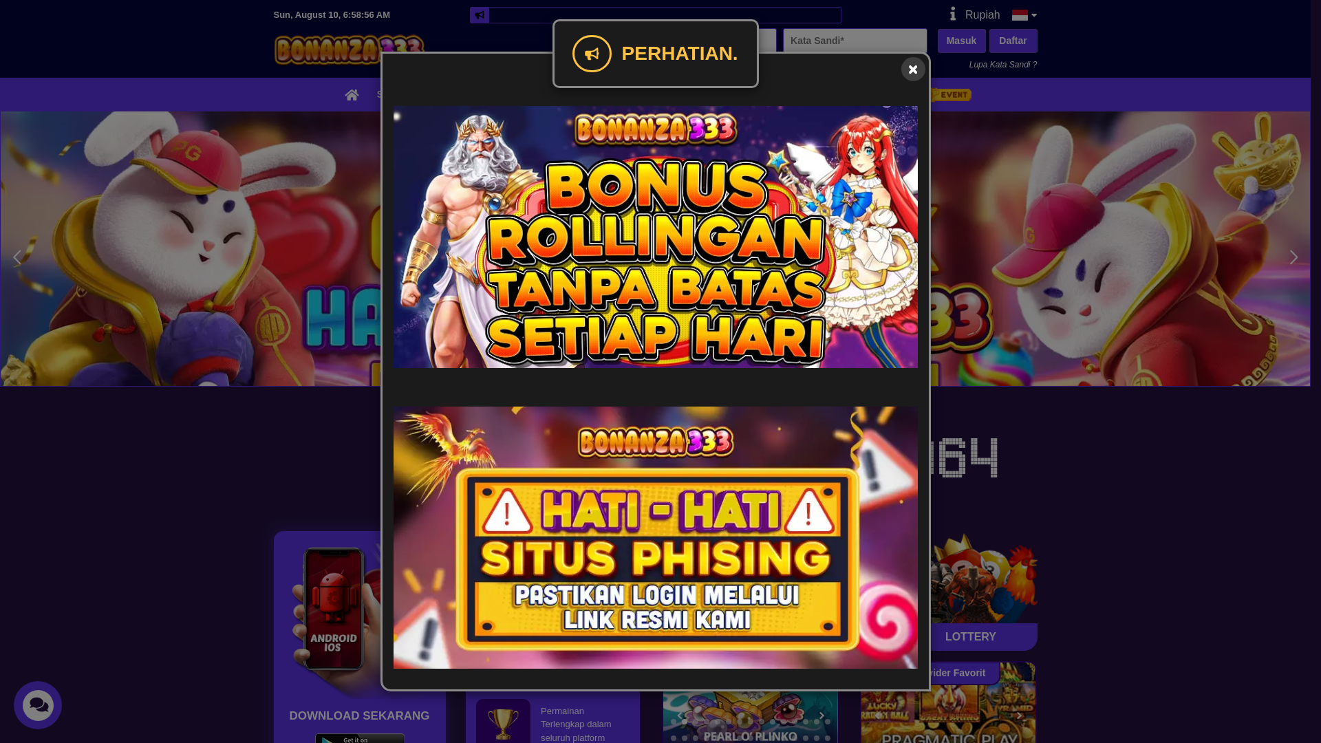 website screenshot of https://bonanza333b.sbs/