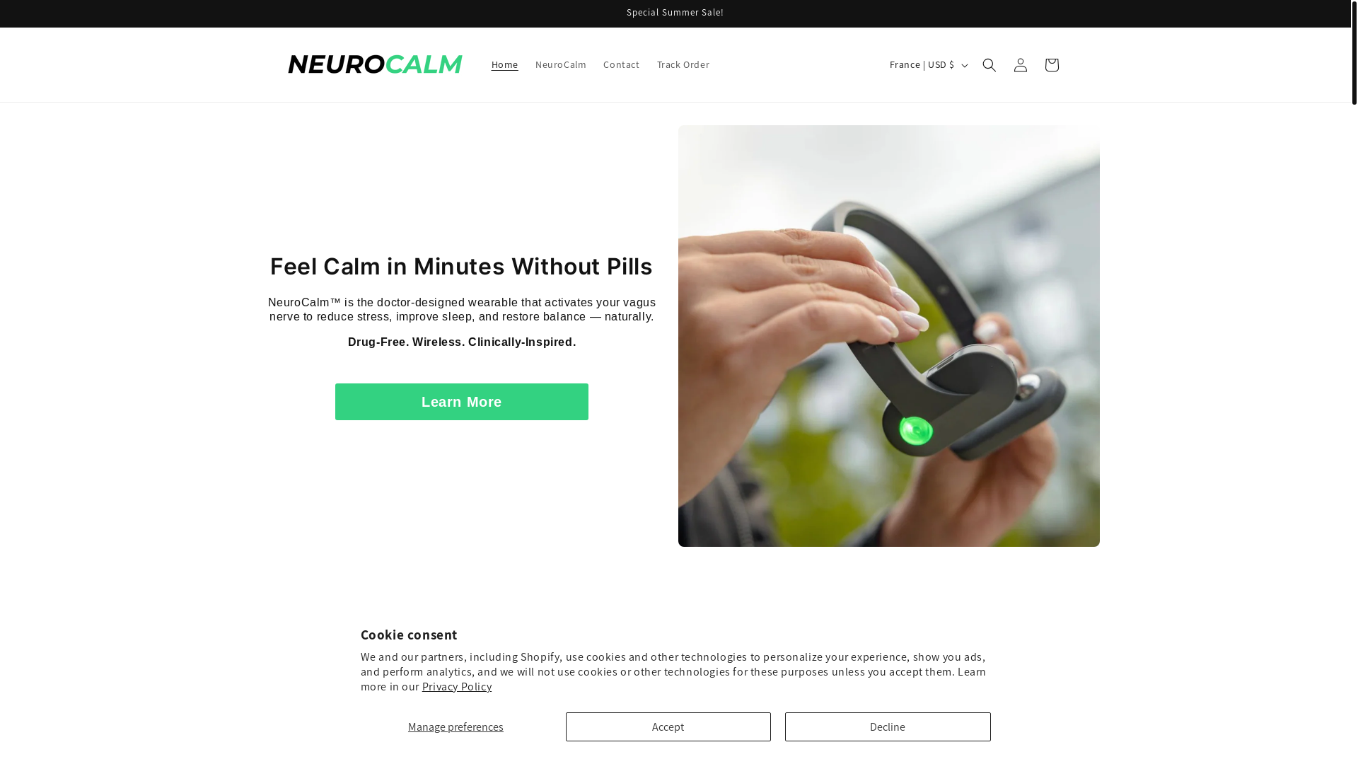 website screenshot of https://shopneurocalm.com/