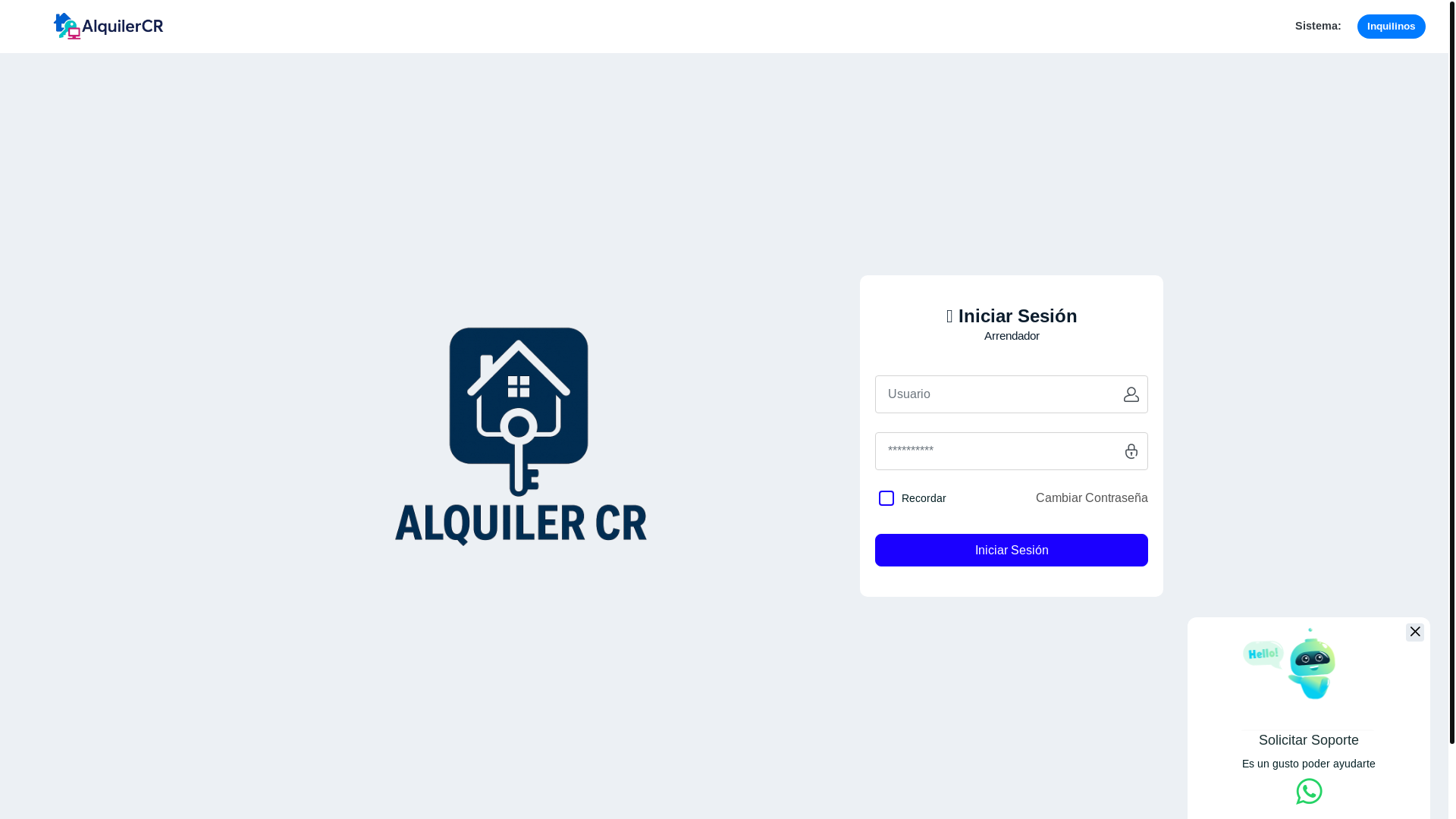website screenshot of https://alquilercr.site/