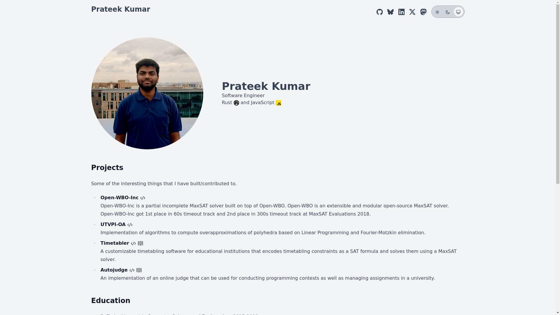 website screenshot of https://prateek.pages.dev/