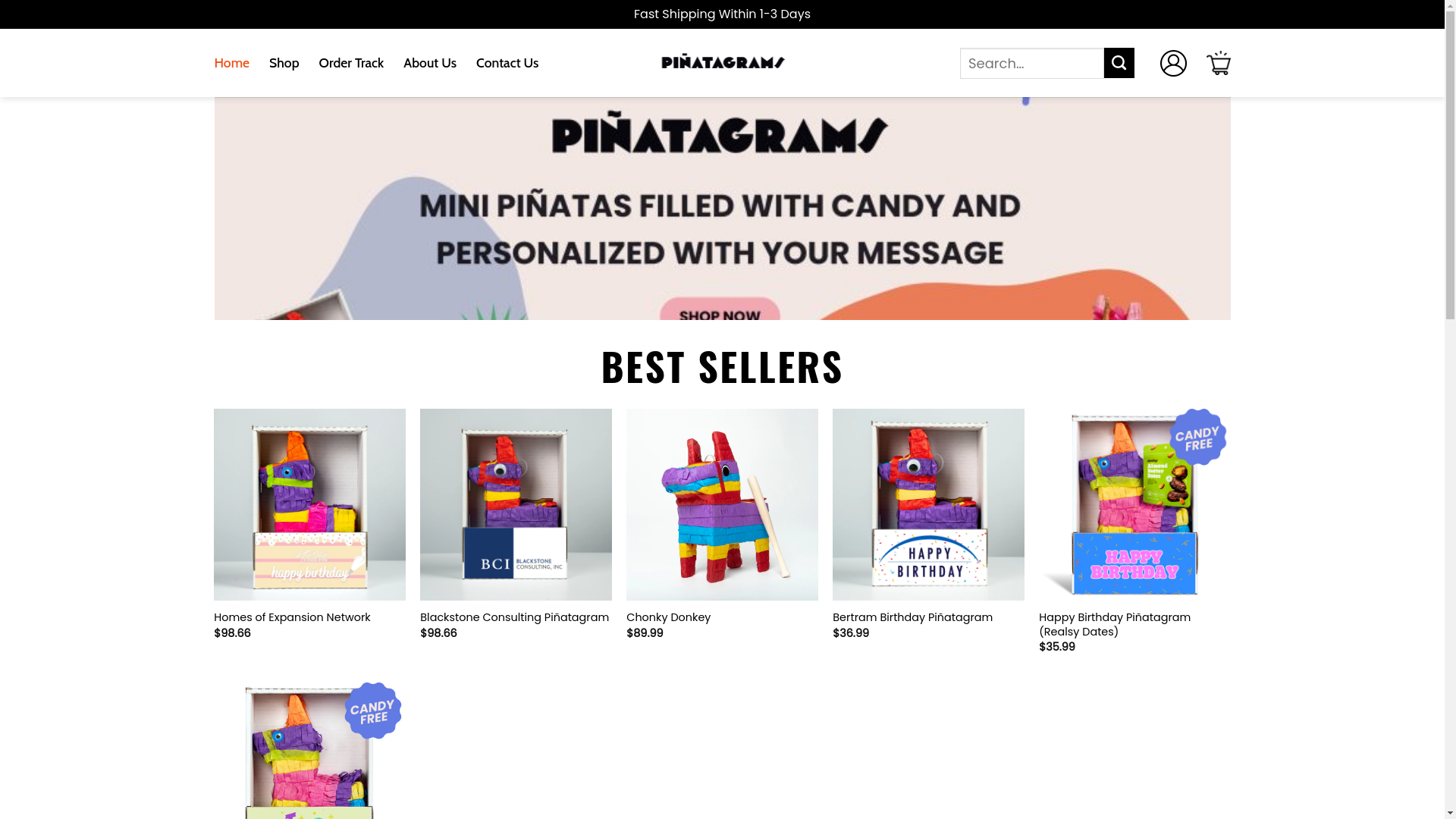 website screenshot of https://ourpinatagrams.shop/