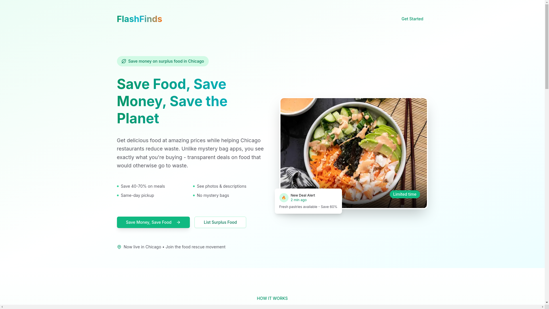 website screenshot of https://flashfinds.app/