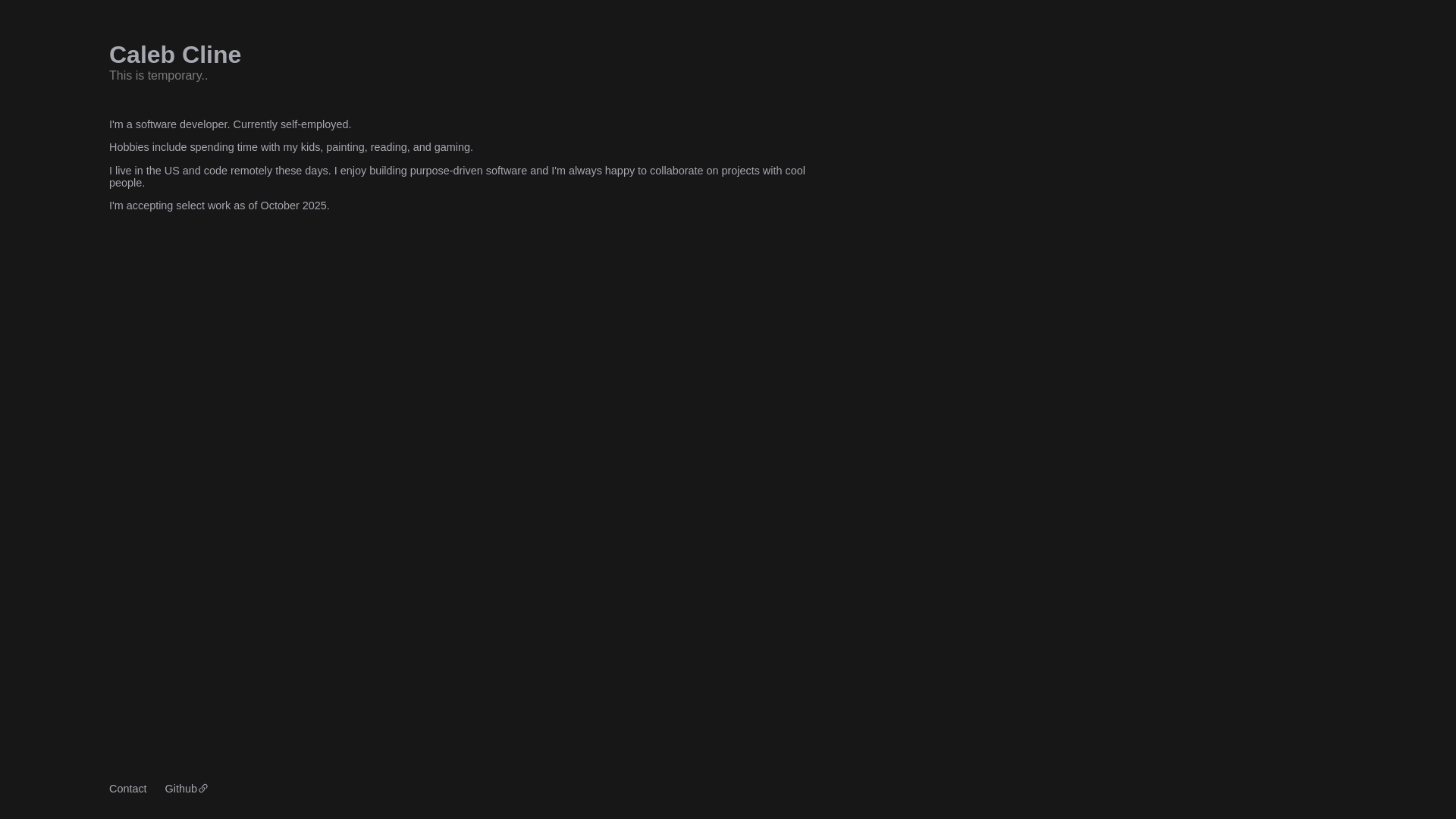 website screenshot of https://calebcline.pages.dev/