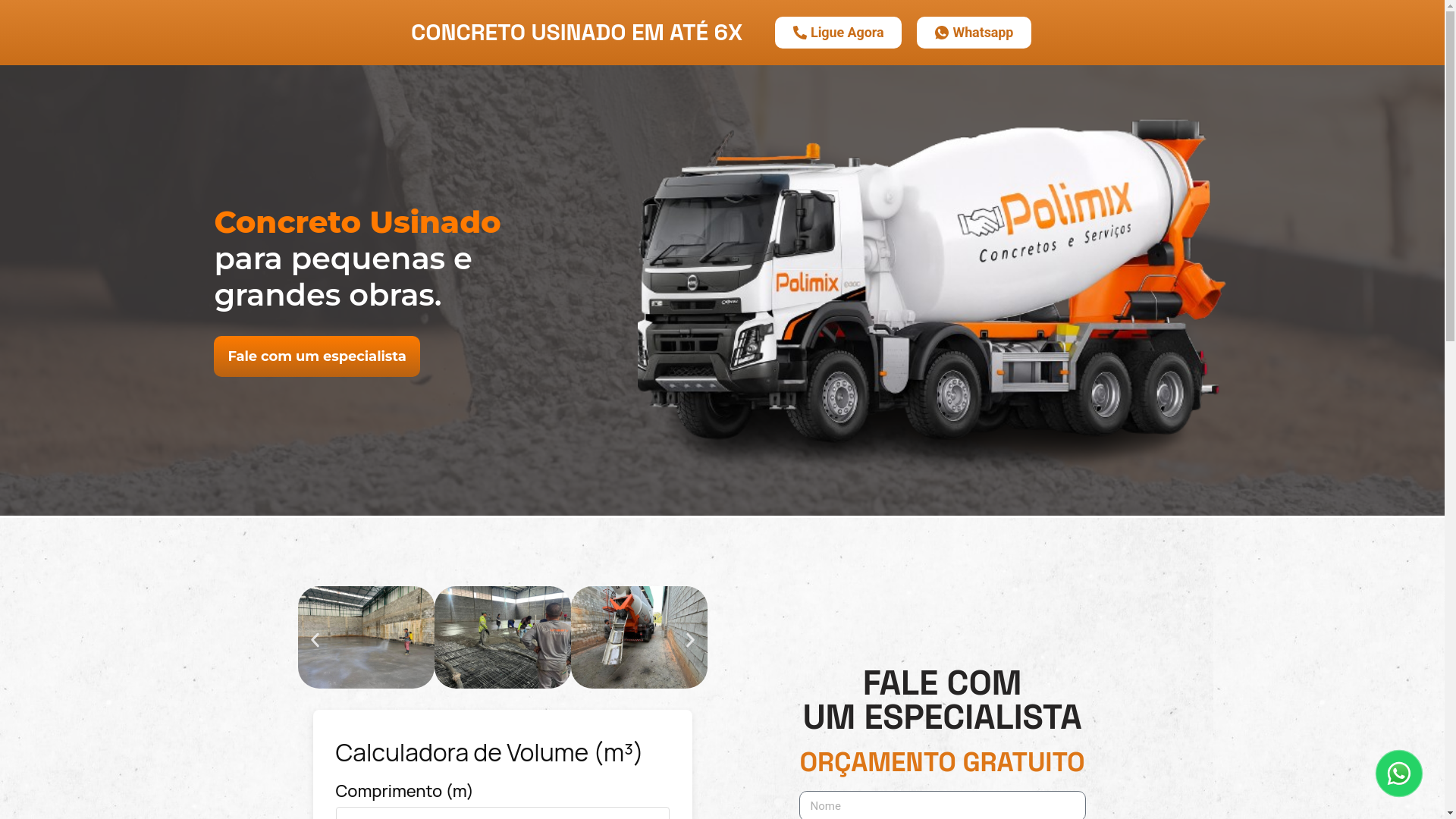 website screenshot of https://polimixconcretosusinados.com/
